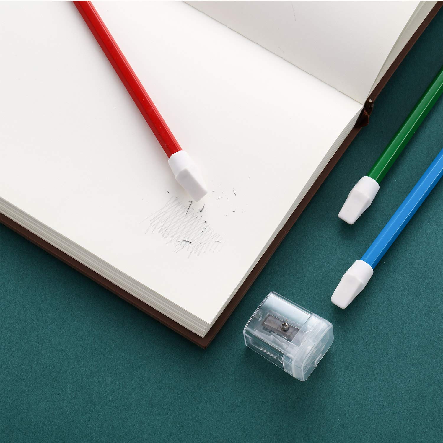 50-Piece Maitys Pencil Top Eraser Caps with Sharpener - White Eraser Toppers for School, Office & Art Supplies - Perfect for Students, Teachers & Professionals