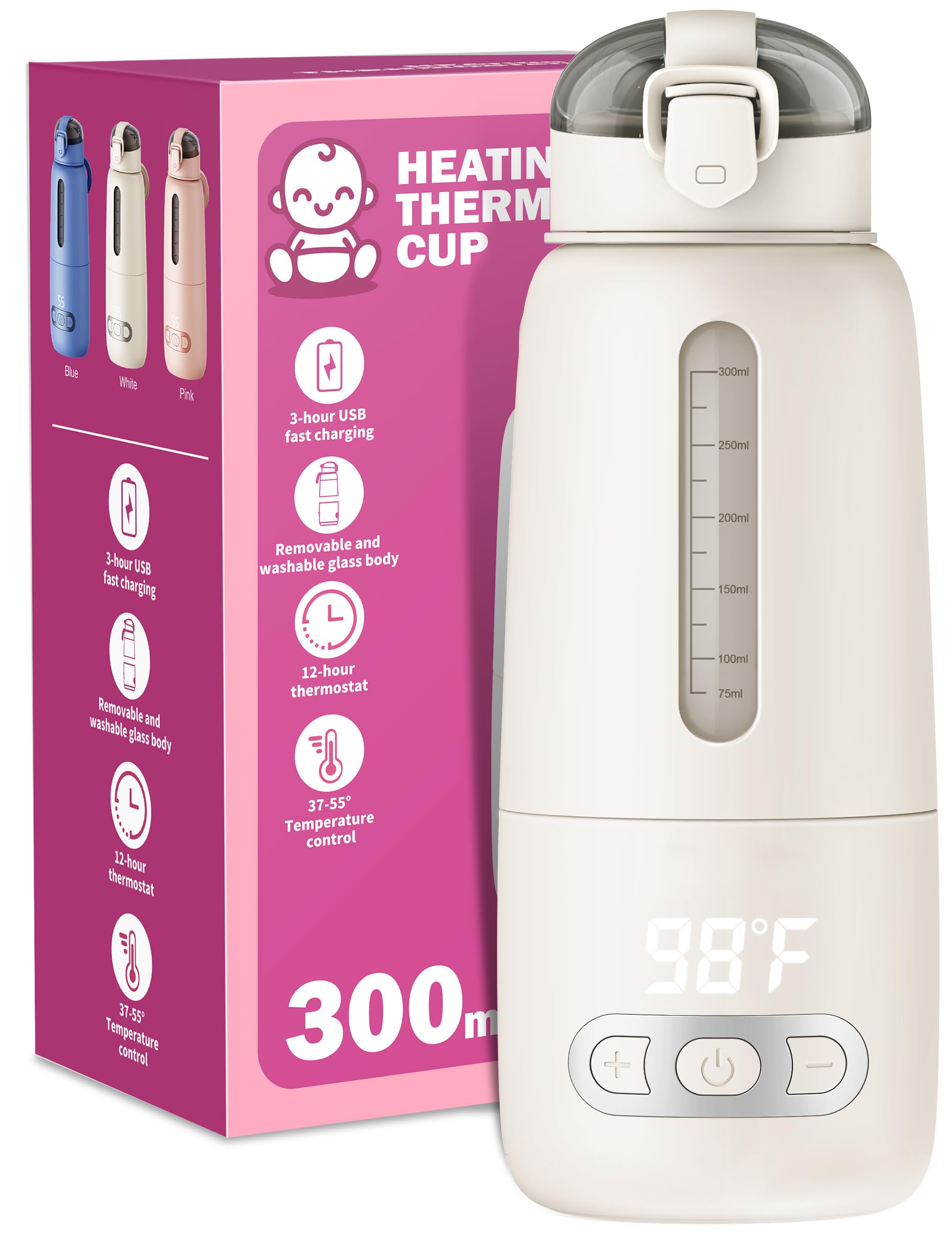 Portable Baby Bottle Warmer with 13500mAh Battery - Travel Essential for Breastmilk & Formula - Perfect for Flying, Road Trips & On-the-Go Parents - Must Have Baby Gear 2024