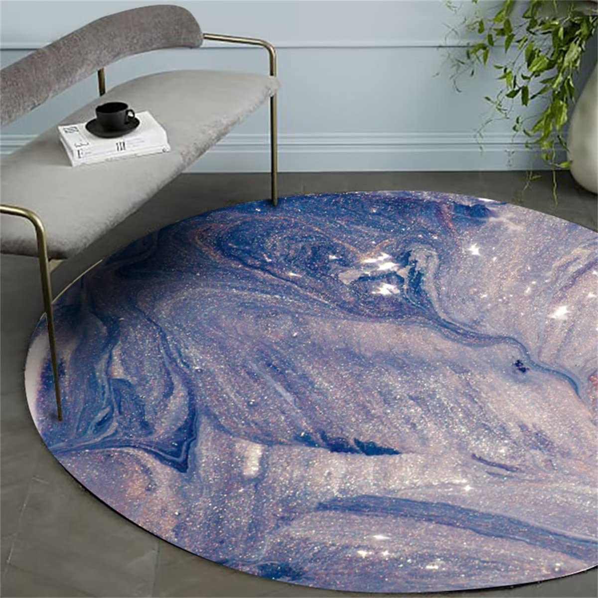 Extra Large 6ft Abstract Round Rugs - Non-Slip Soft Marble Print Carpet for Living Room, Bedroom & Dining Room | Modern Floor Mat Under Kitchen Table - Perfect for Home Decor & High Traffic Areas