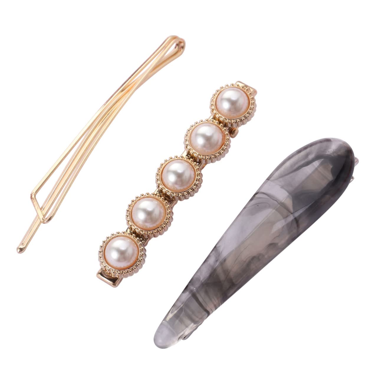 Beavorty 3-Piece Pearl Hair Barrettes Set - Elegant Hair Clips for Women & Girls, Fashion Hair Accessories for Weddings, Parties & Daily Use