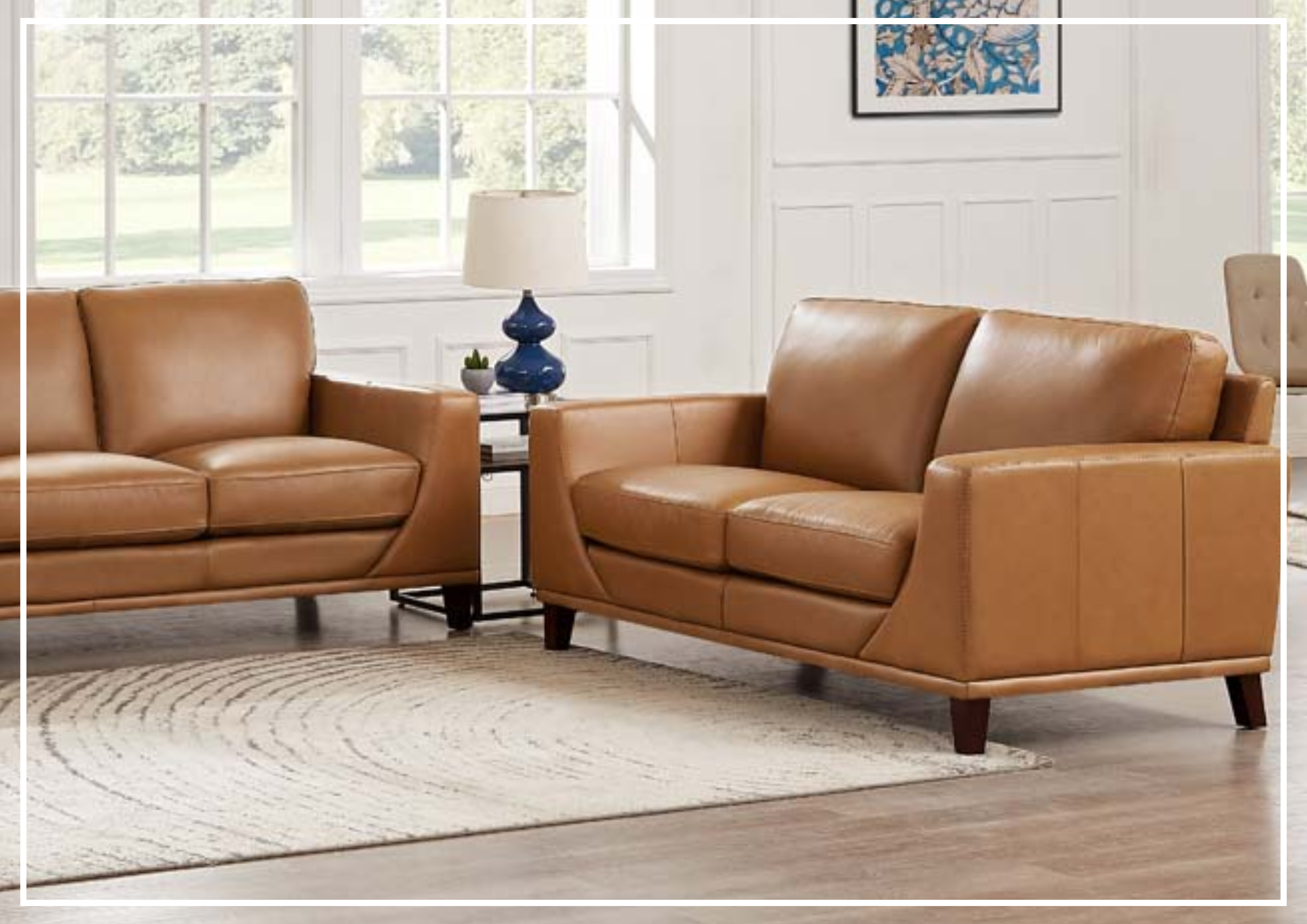 Hydeline Soma 2-Seater Leather Sofa - Brown Genuine Leather Living Room Couch for Small Spaces, Apartments & Cozy Home Decor