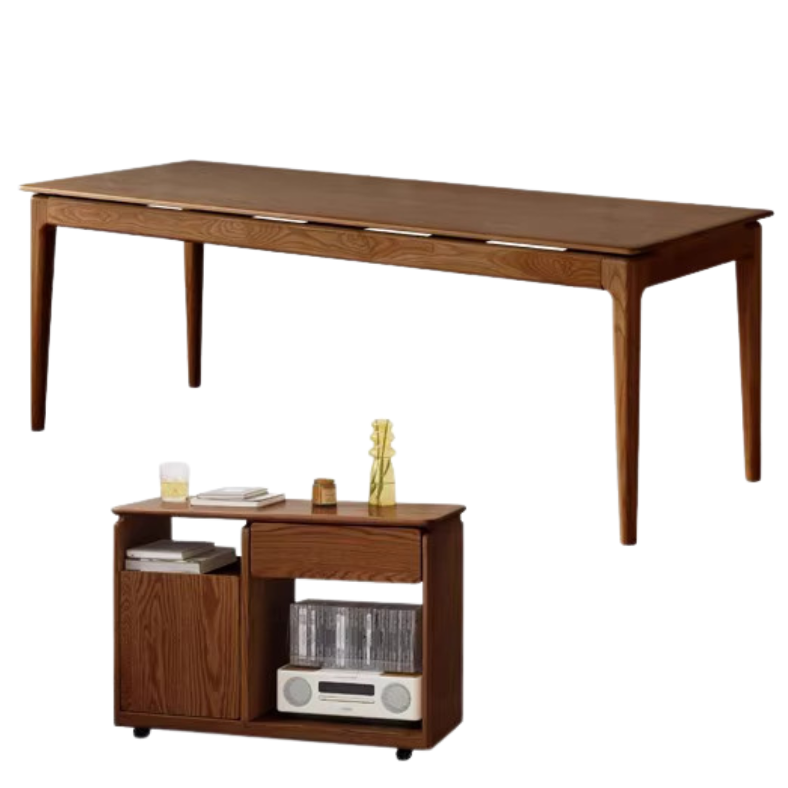 Premium Black Walnut & Ash Solid Wood Office Desk - Long Executive Work Table for Home & Business Use - Perfect for Modern Workspaces, Study Rooms & Office Decor