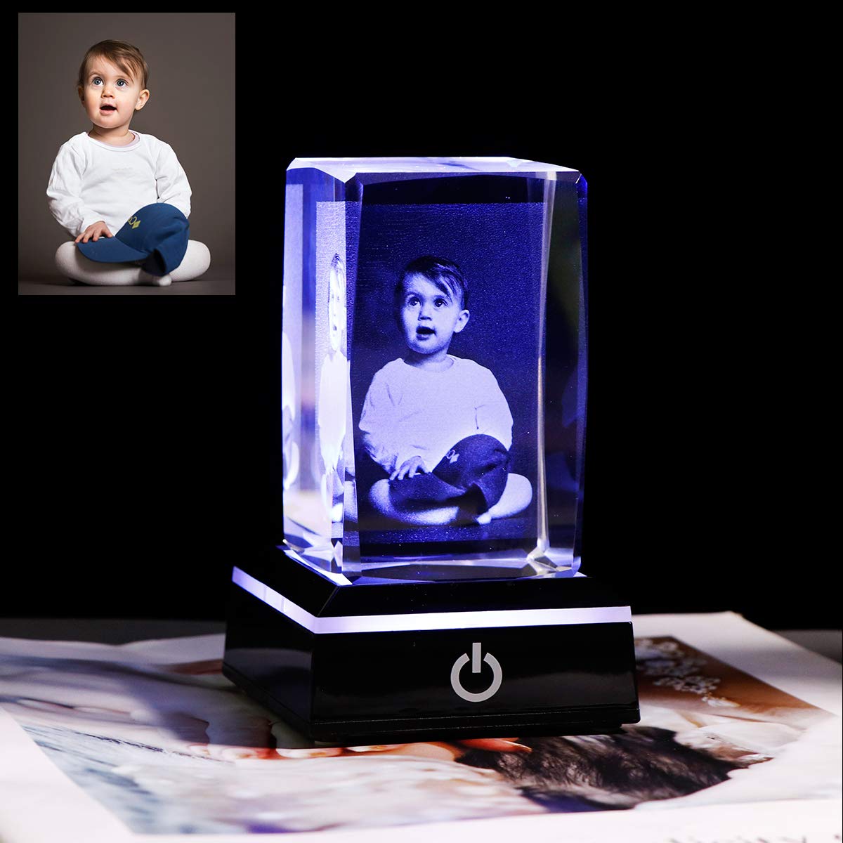 Personalized Crystal Photo Frame - Custom Engraved Anniversary Gift for Husband, Boyfriend, Kids | Memorial Keepsake for Pet Loss (Dog, Cat) | Perfect for Weddings, Birthdays & Special Occasions