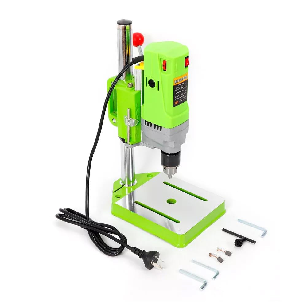 710W Benchtop Drill Press, 0-2800 RPM Portable Mini Drill Press with Green Table - Electric Bench Drill for Woodworking, Metalworking, DIY Projects & Furniture Assembly - Perfect for Home Workshops, Garage & Crafting