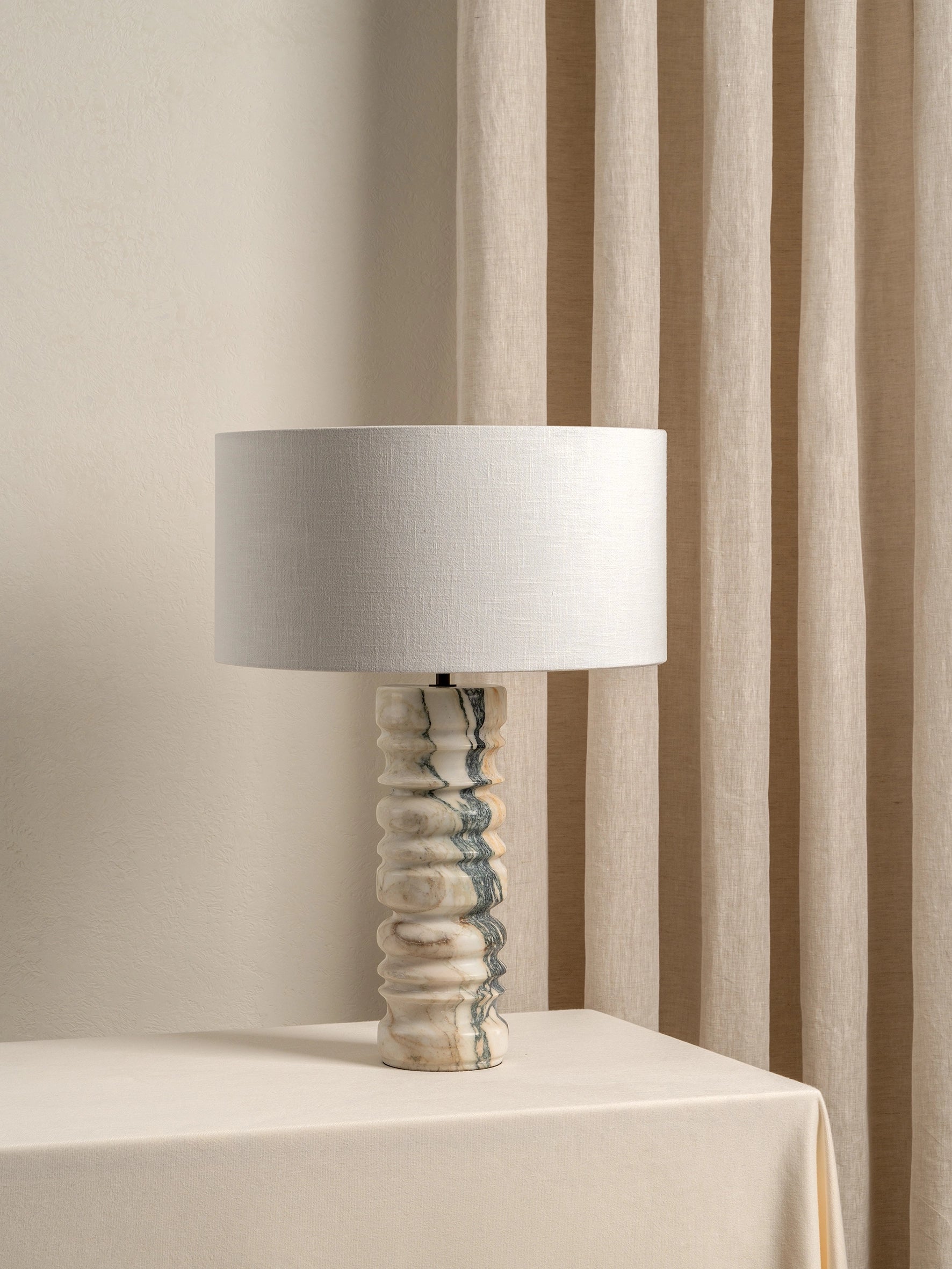 Renee Large Viola Calacatta Marble Table Lamp - Elegant Home Decor for Living Room, Bedroom & Office Lighting