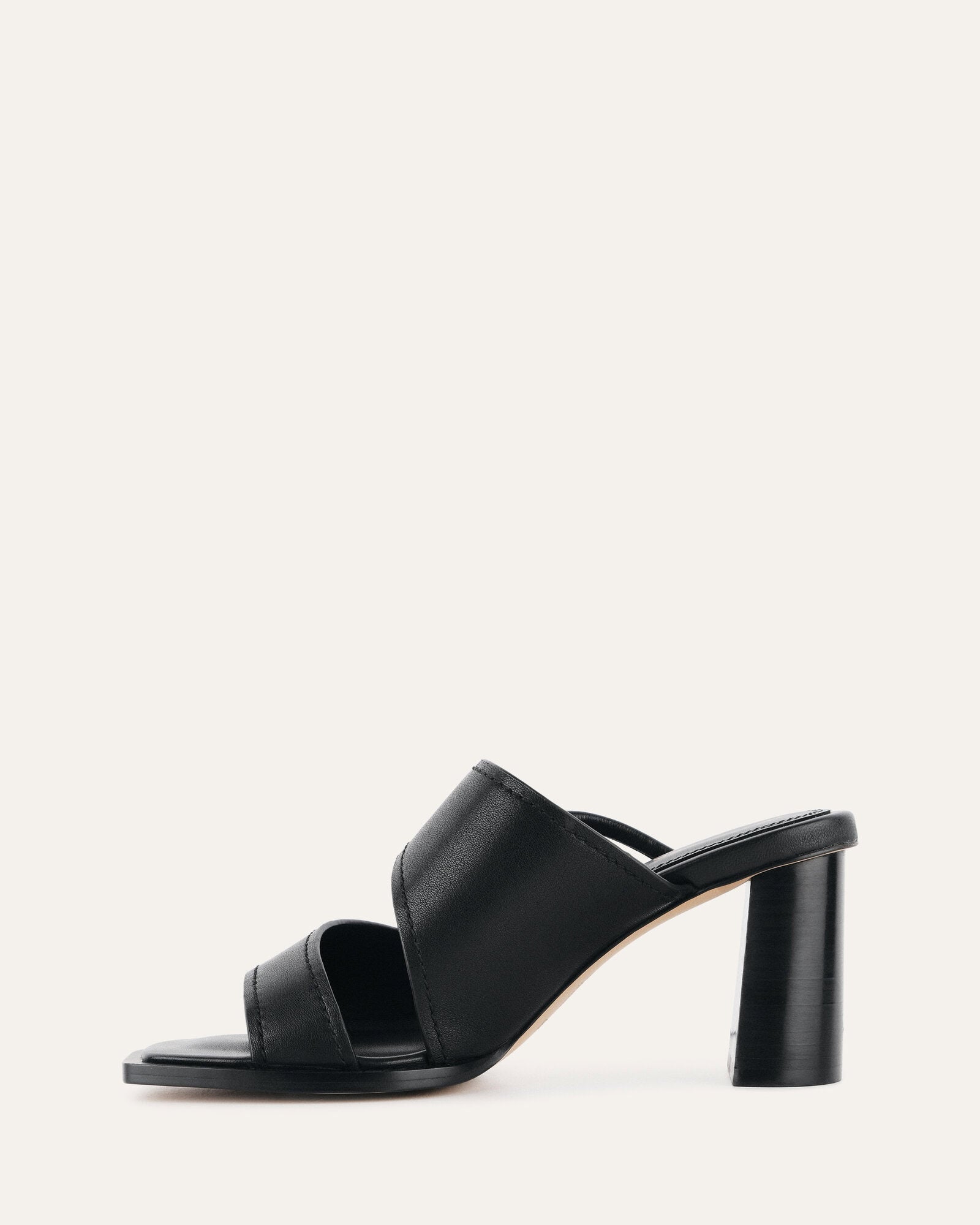 CAMMY Women's Black Leather Mid Heel Sandals - Comfortable Dressy Strappy Shoes for Summer, Weddings & Office Wear