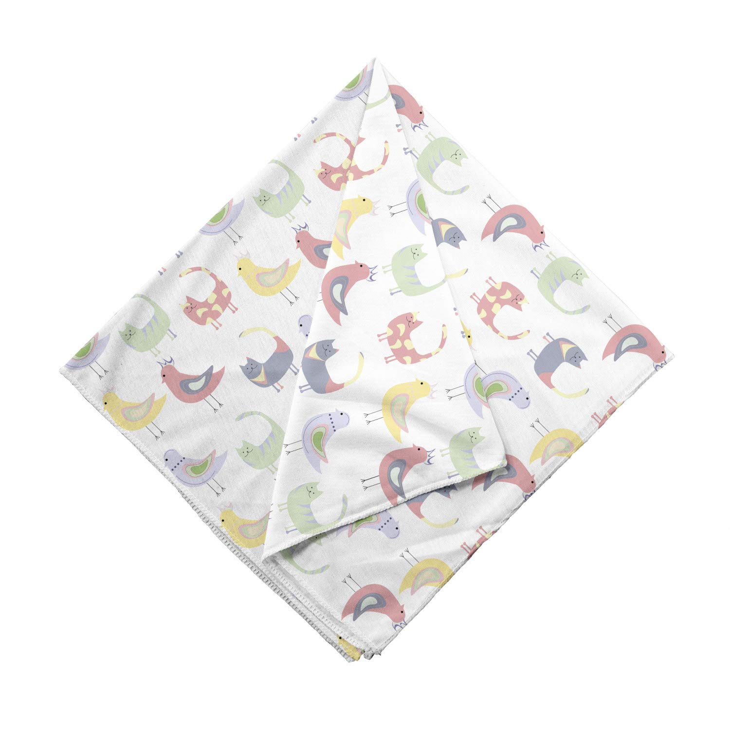 Ambesonne Pastel Cartoon Animal Print Bandana - Unisex Head Scarf & Neck Tie for Men Women - Perfect for Outdoor Activities, Music Festivals, and Pet Accessories