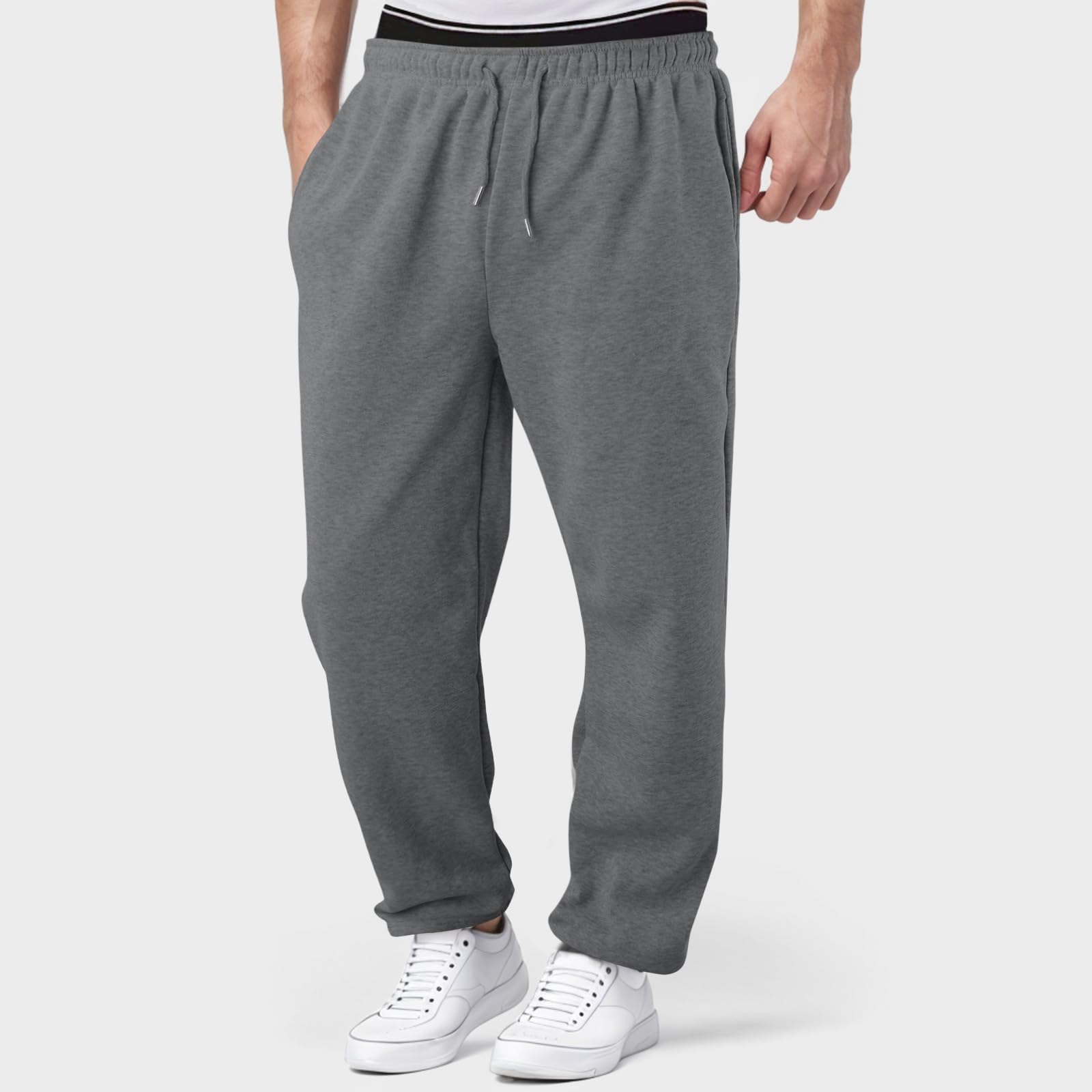 Men's Lightweight Fleece-Lined Jogger Pants with Pockets - Comfortable Cotton Workout Sweatpants for Yoga, Running & Casual Wear
