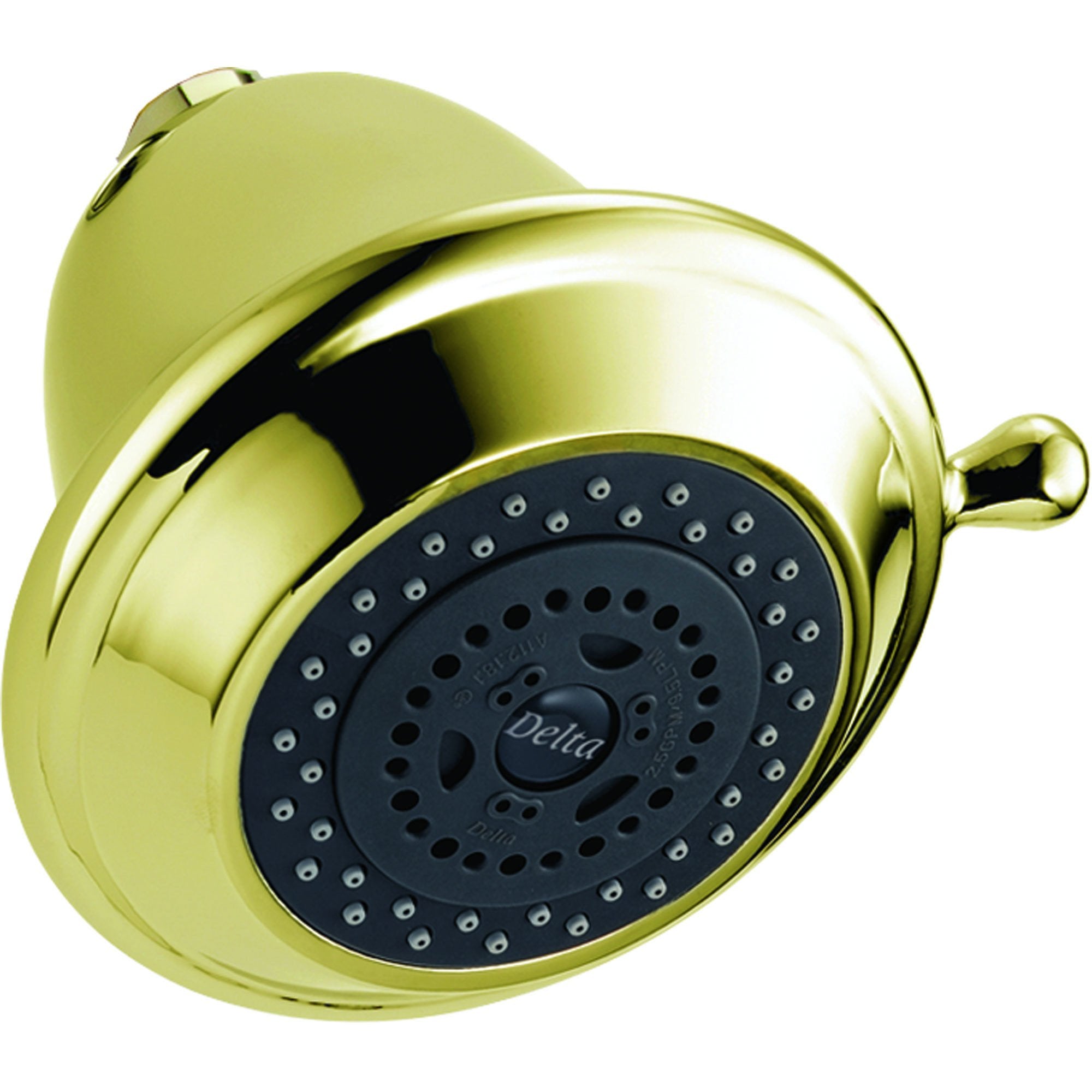 Delta 3-Setting Touch Clean Polished Brass Shower Head 571826 - High Pressure Water Saving Showerhead for Bathroom & Spa Relaxation