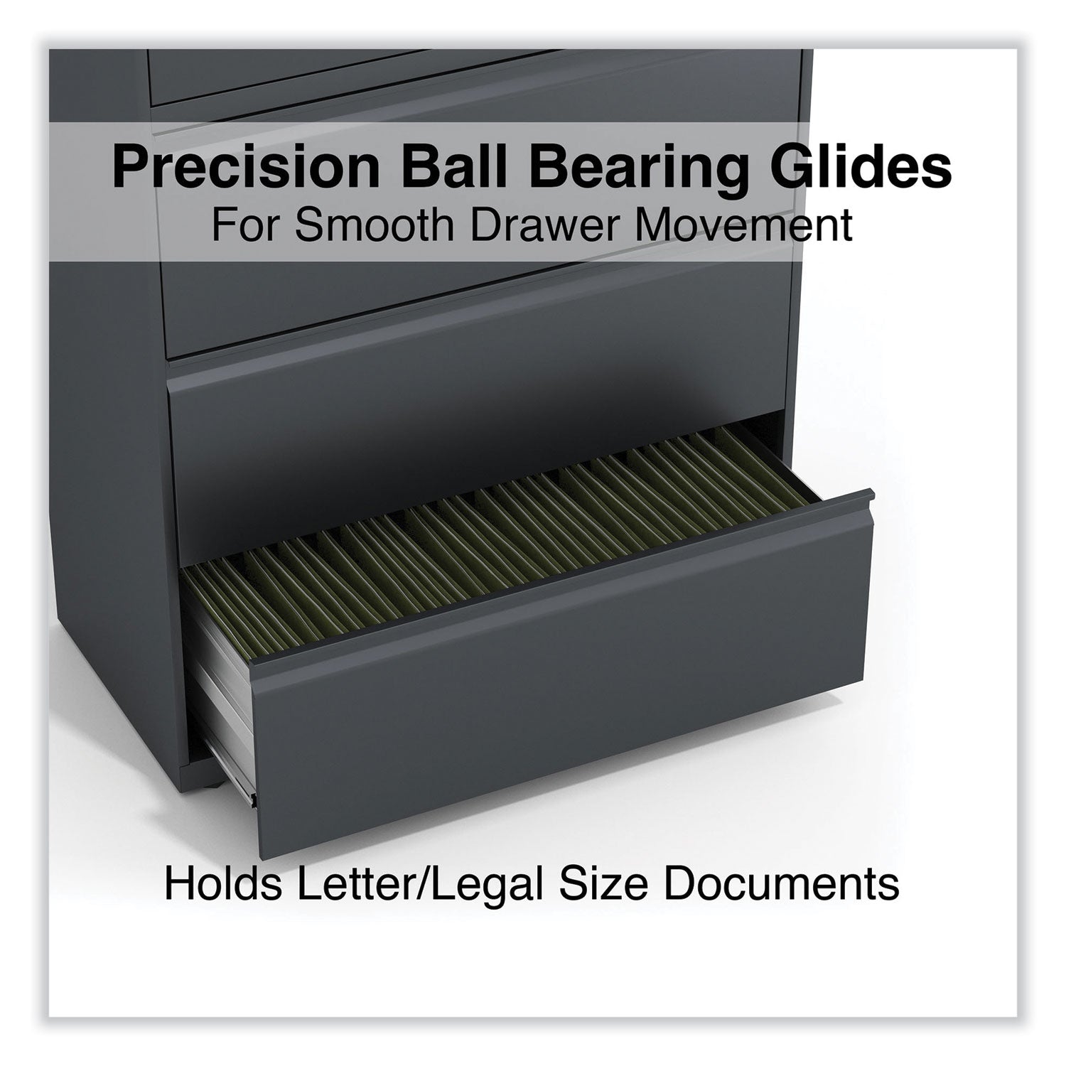Alera® 5-Drawer Lateral File Cabinet - Legal/Letter/A4/A5 Size - Charcoal Finish - 36