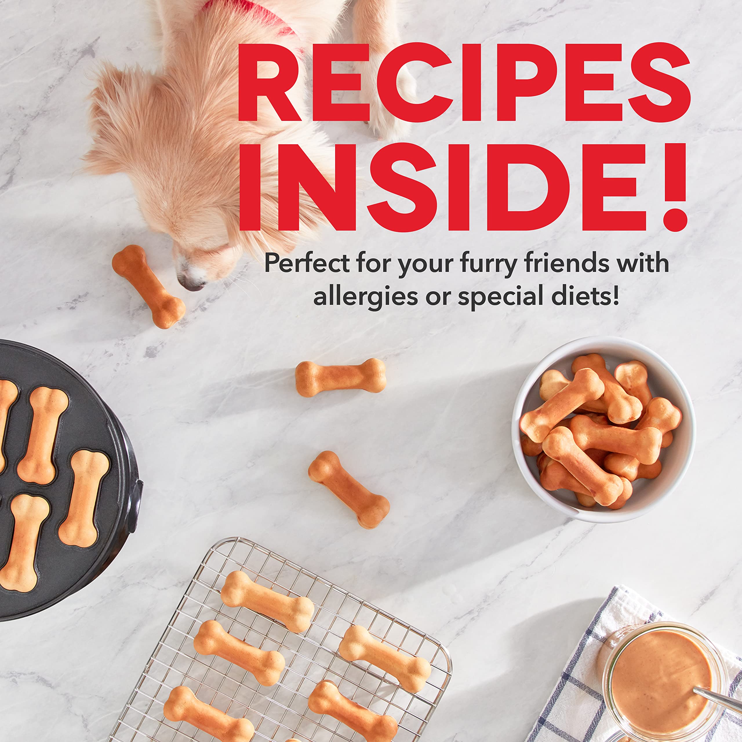 DASH Dog Treat Maker - 8-Bone Non-Stick Baking Set for Homemade Healthy Dog Snacks with Pet Approved Recipes (White) - Perfect for DIY Dog Treats, Training Rewards & Special Occasions