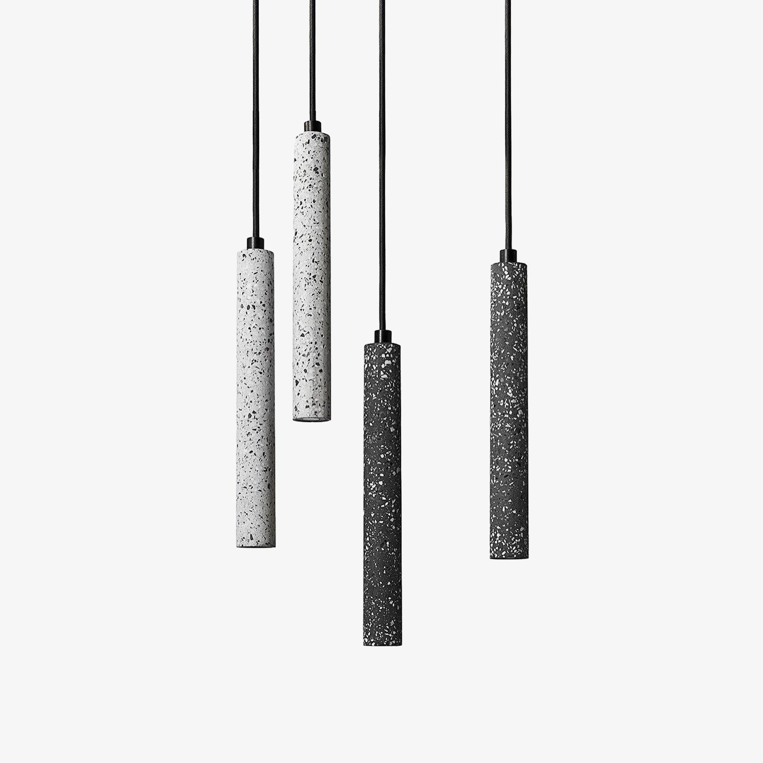 Modern Concrete Pendant Lights - Industrial Style Hanging Fixtures for Kitchen Island, Dining Room & Bedroom Lighting - Dimmable Edison Bulb Compatible