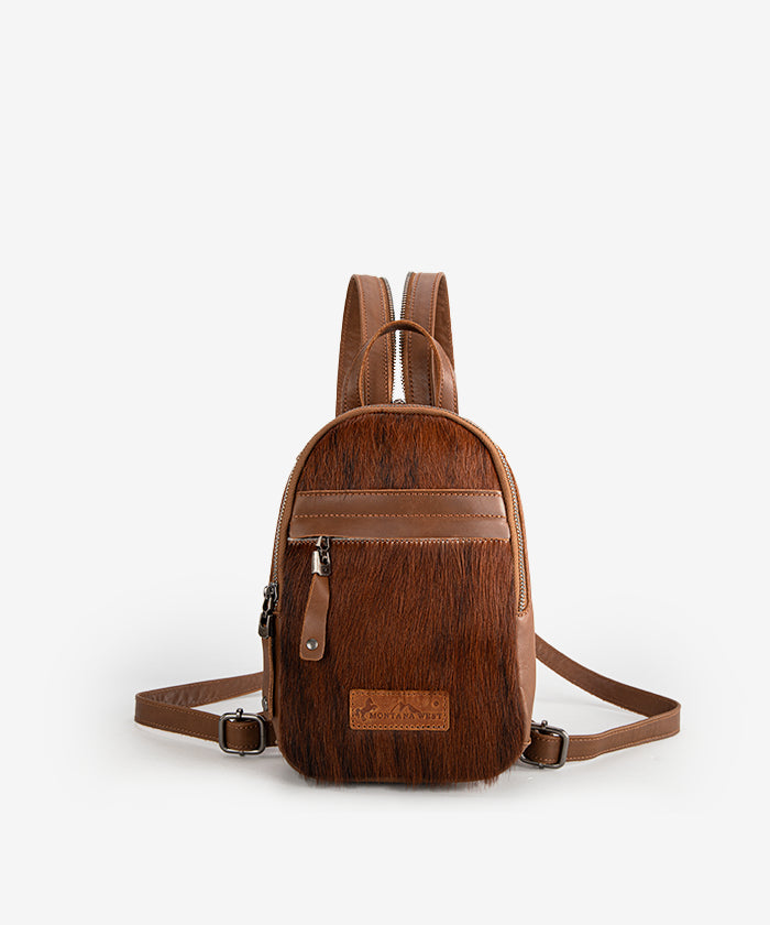 Montana West Genuine Leather Hair On Sling Bag for Women - Stylish Crossbody Purse with Fringe Detail - Perfect for Travel, Shopping & Everyday Use