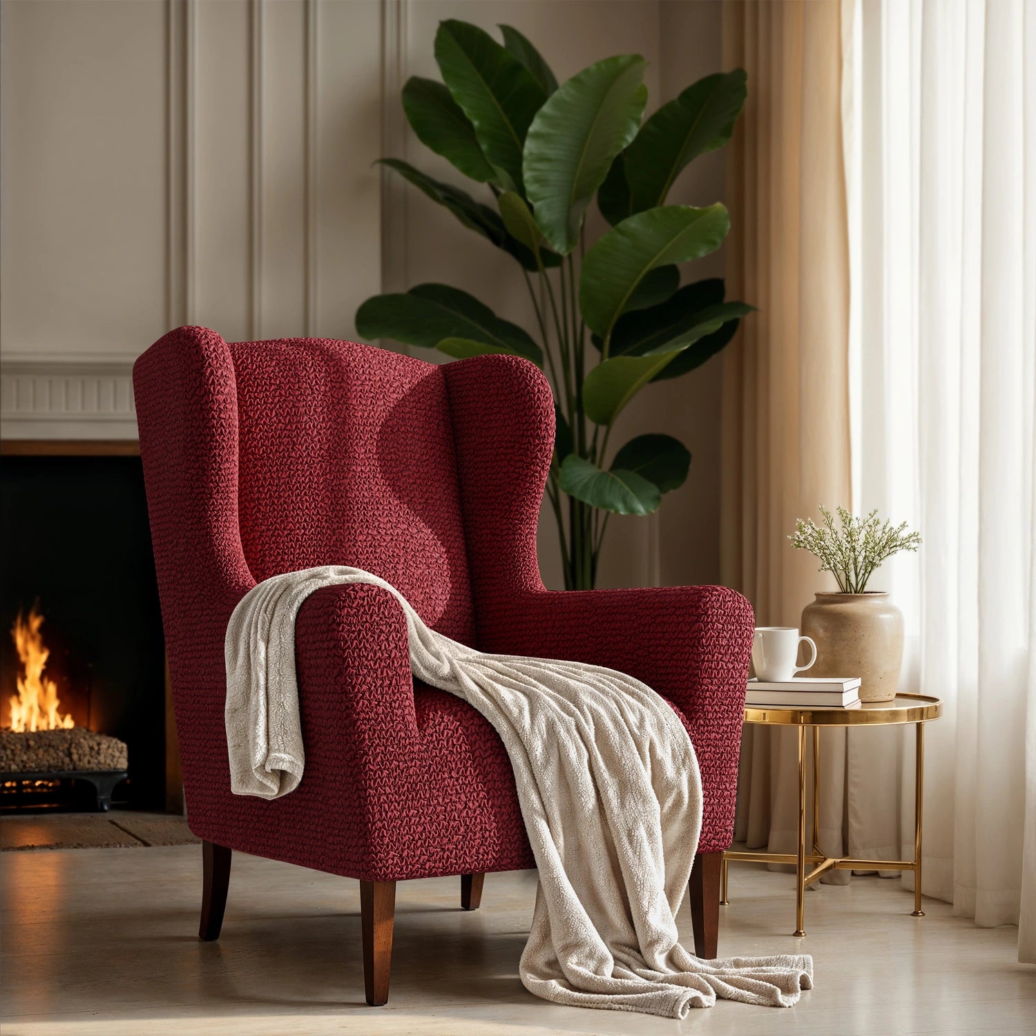 Premium Wingback Chair Slipcover - Microfiber Collection | Washable & Stretchable Furniture Protector for Living Room, Office, or Bedroom
