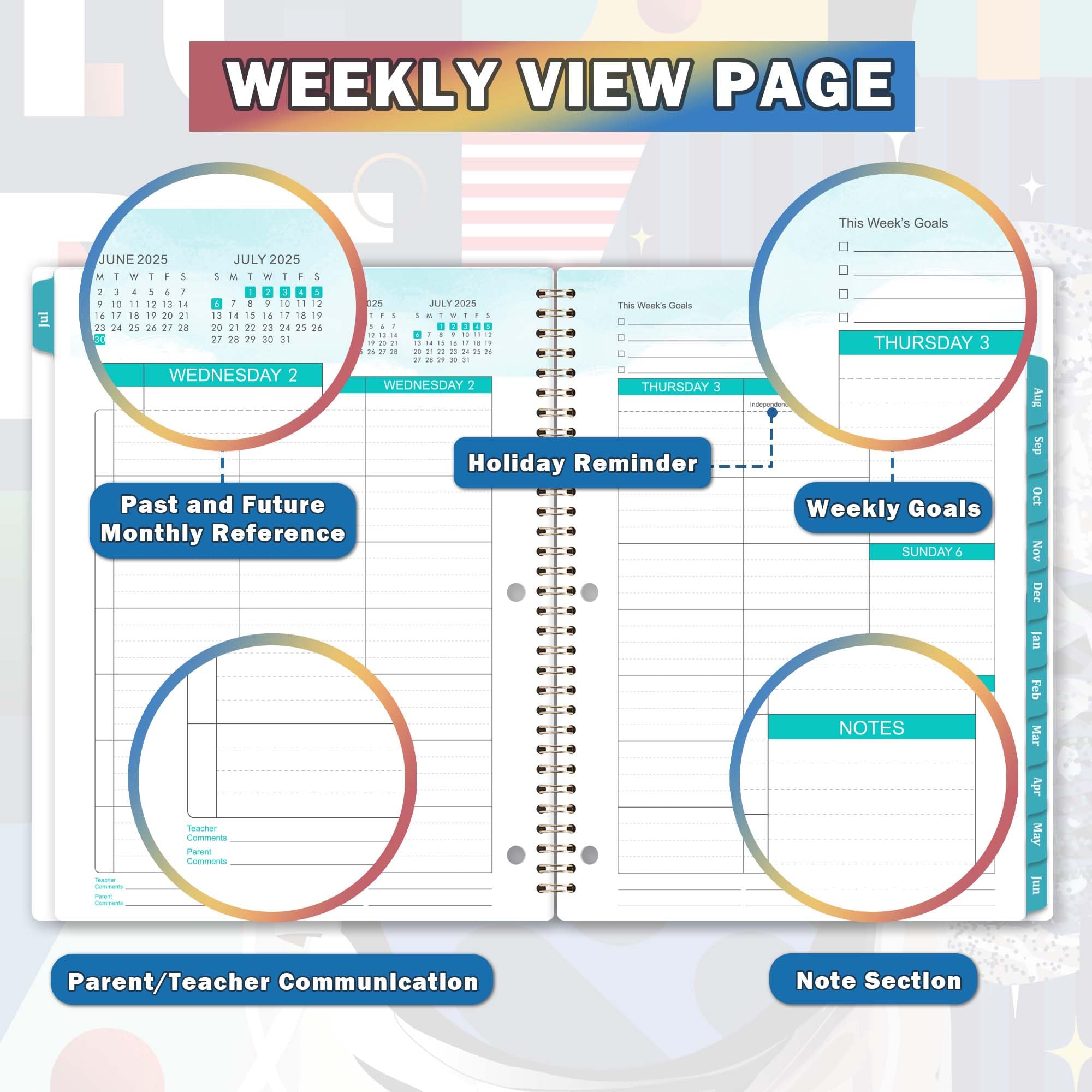 2025-2026 Academic Planner for Students - July 2025 to June 2026 School Year Organizer - 9