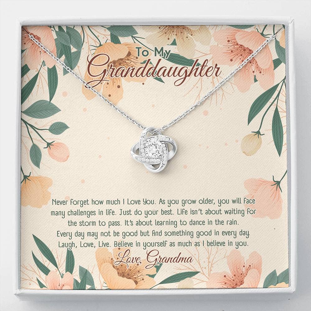 Believe in Yourself Love Knot Necklace - Inspirational Jewelry Gift for Granddaughter from Grandma with Message Card & Luxury Gift Box | Perfect for Birthdays, Graduation & Special Occasions