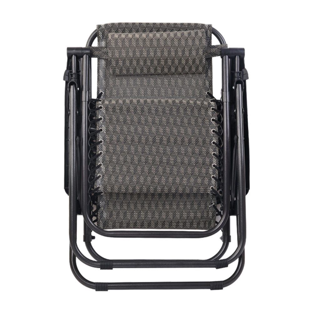 Gardeon Set of 2 Zero Gravity Lounge Chairs - Adjustable Reclining Outdoor Patio Furniture with Cup Holder, Foldable Sun Lounger for Backyard, Poolside, Beach & Camping (Grey)