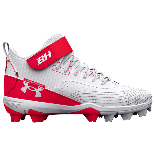 UnderArmour Boys' UA Harper 7 Mid RM Jr. Baseball Cleats - Red (3025598-600) | Lightweight & Durable Youth Baseball Shoes for Training & Games