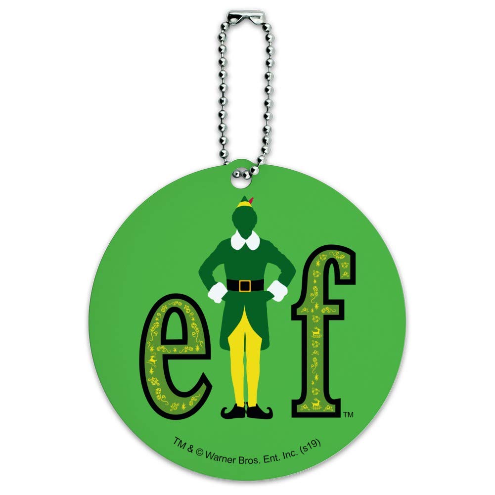 Elf Movie Logo Round Luggage ID Tag - Personalized Suitcase Name Tag for Carry-On Bags - Perfect for Travel, Vacation & Holiday Gift