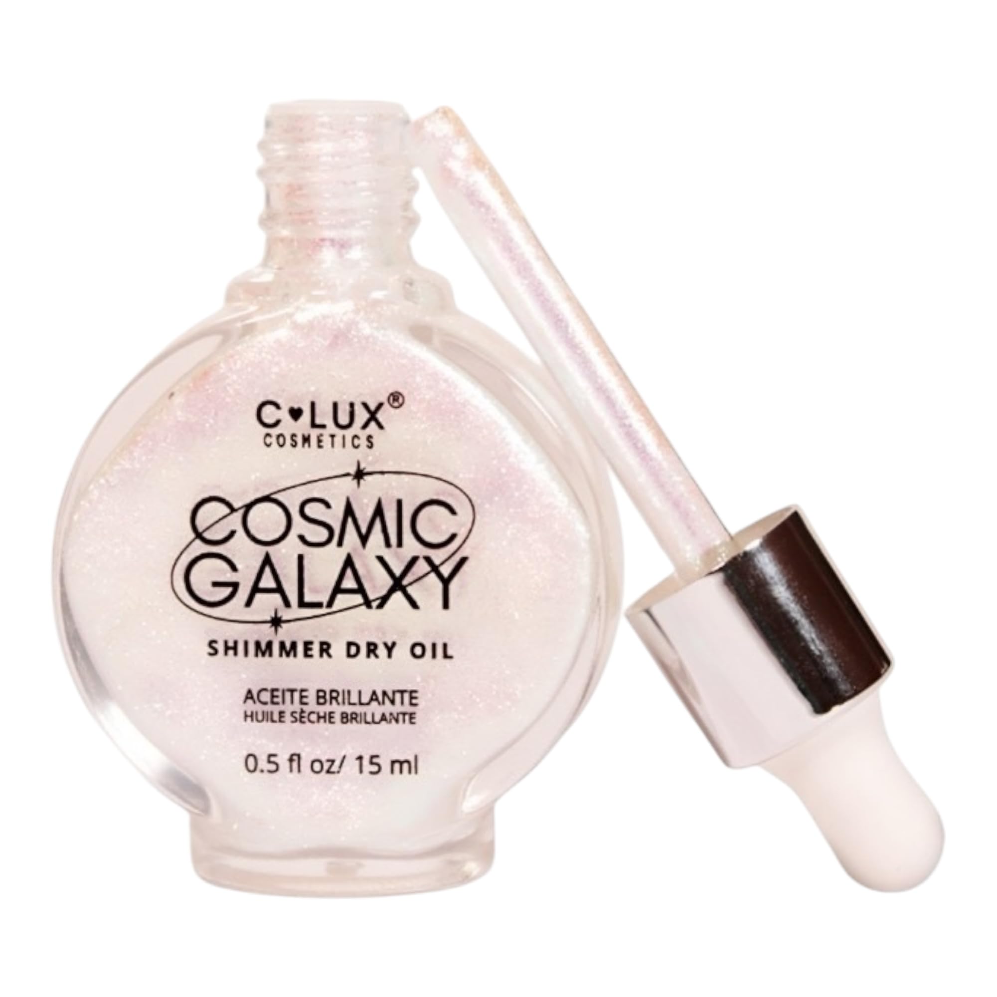 Cosmic Galaxy Shimmer Dry Oil - Shooting Star | Illuminating & Hydrating Body Oil for Radiant Glow | Lightweight Non-Greasy Formula | Vegan Cruelty-Free Face, Neck & Body Oil | 0.5 fl oz (15 ml) | Perfect for Festivals, Date Nights & Summer Glow