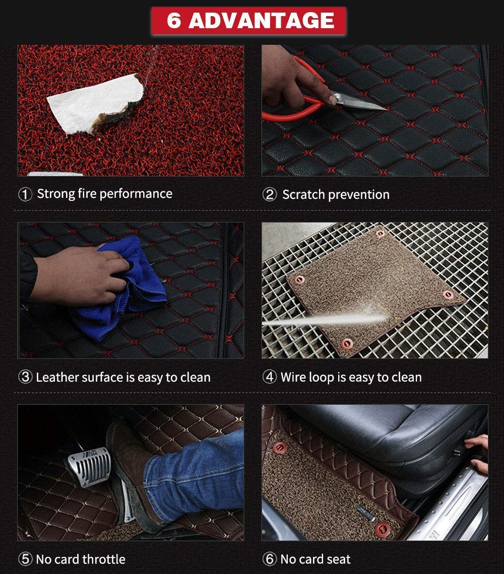 Premium All-Weather Car Floor Mats for Volvo S90 2018-2019 - Full Coverage Non-Slip Leather Liners in Brown - Perfect for Winter Snow, Rain Protection & Daily Commuting