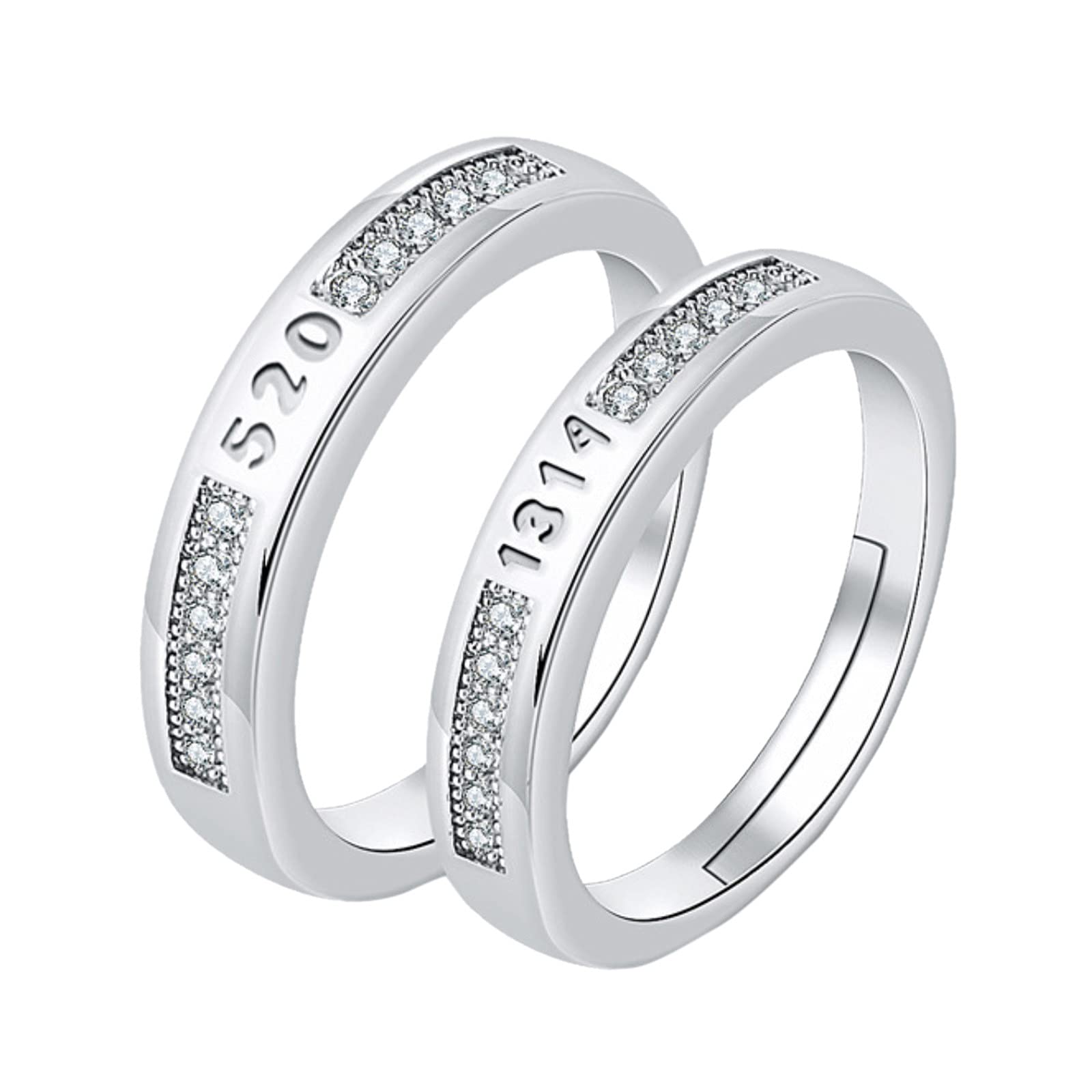 Trilanme Adjustable Diamond Cluster Couple Rings Set - Cubic Zirconia Engagement Wedding Jewelry for Women & Men - Stackable Open Rings - Perfect Gift for Lover, Anniversary & Valentine's Day - Ideal for Romantic Dates, Proposals & Special Occasions
