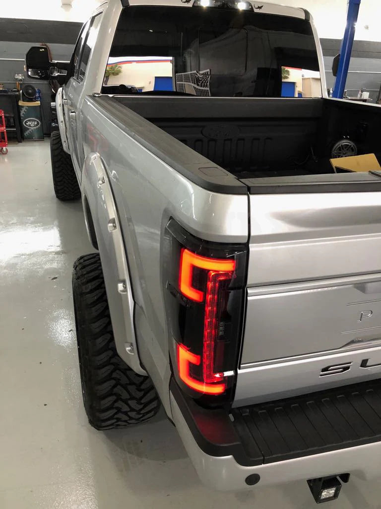 Ford Super Duty F250 F350 F450 F550 2017-2019 LED Tail Lights - Smoked OLED Replacement for OEM - Upgrade Your Truck Lighting for Night Driving & Enhanced Visibility