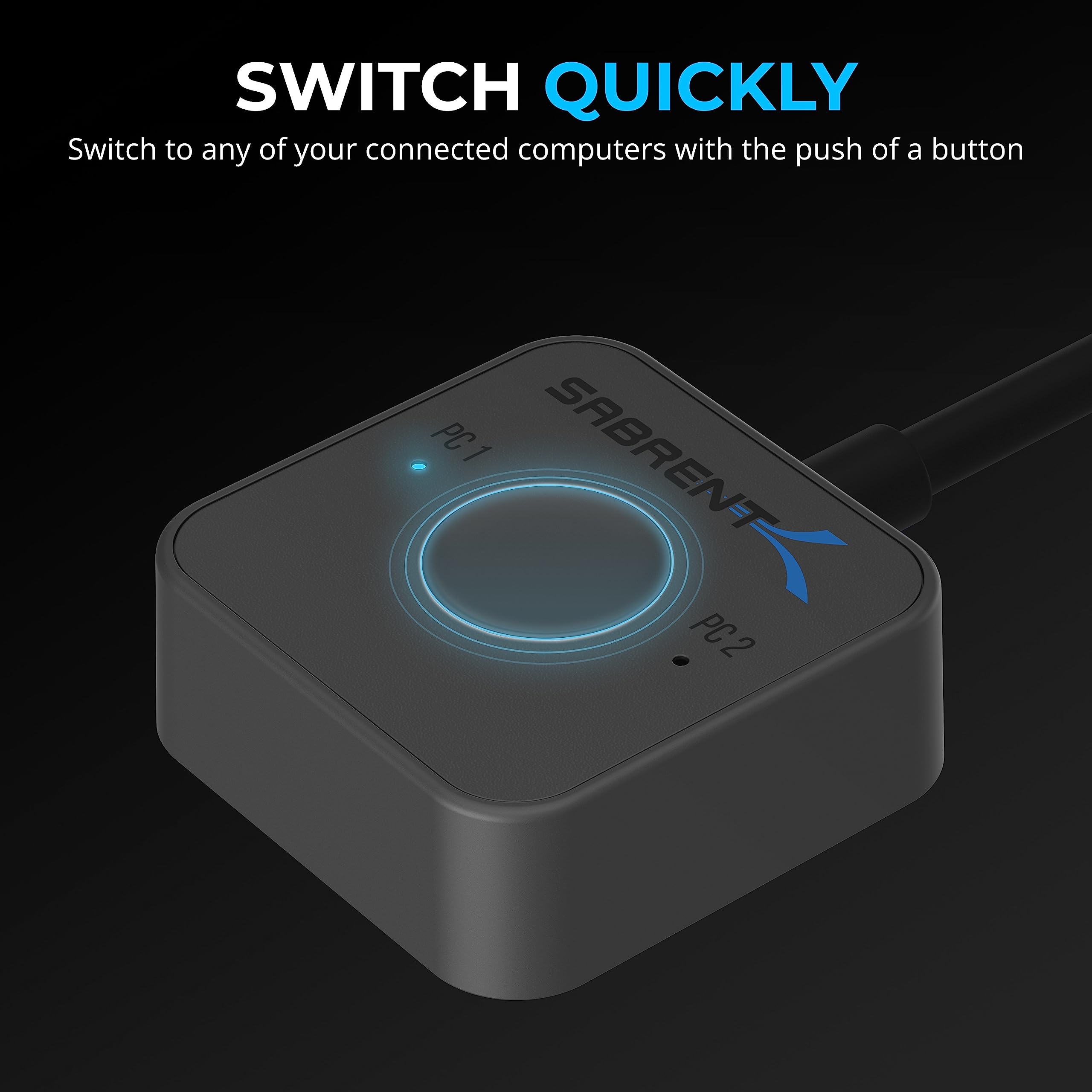 Sabrent Thunderbolt 4 KVM Switch - 3x Thunderbolt 4 USB-C 40Gbps, 2x USB-C 60W PD 3.0 Charging, 4x USB-A 3.2 Gen 2x2 10Gbps | 4K@144Hz & 8K@60Hz DSC Support | Perfect for Multi-Computer Workstations, Gaming Setups & Home Office Productivity (SB-TB4K)