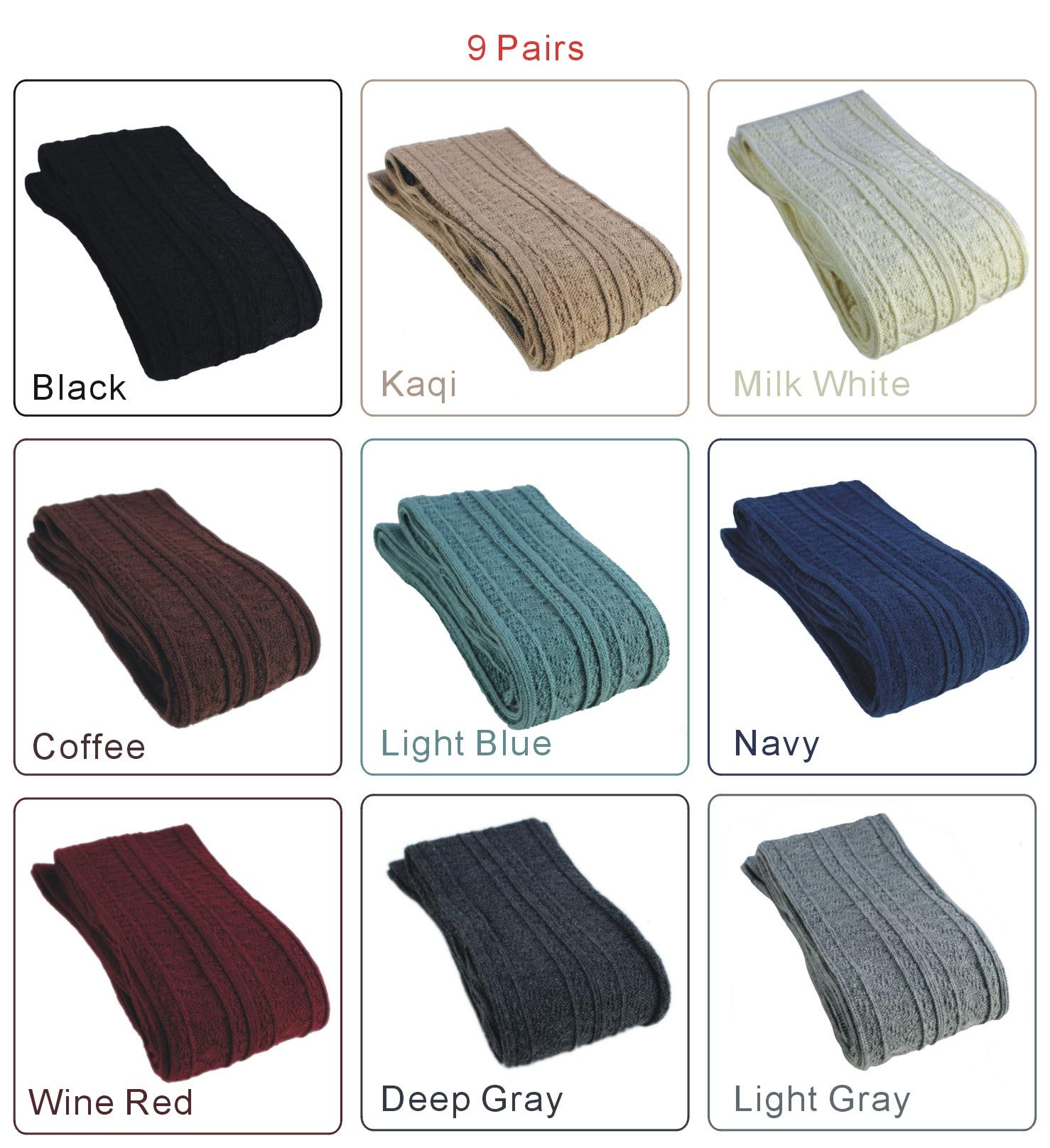 Women's Extra Long Thigh High Socks - 9 Pairs for Winter & Boots