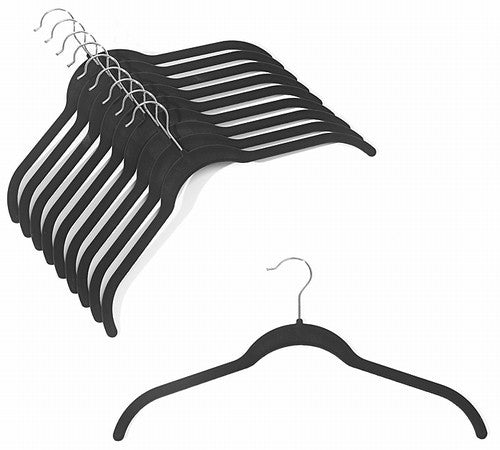 Slim Black Shirt Hangers - Space Saving Closet Organizers for Dress Shirts, Blouses & Delicate Clothing (Set of 10) - Perfect for Home, Office & Travel Wardrobe Organization
