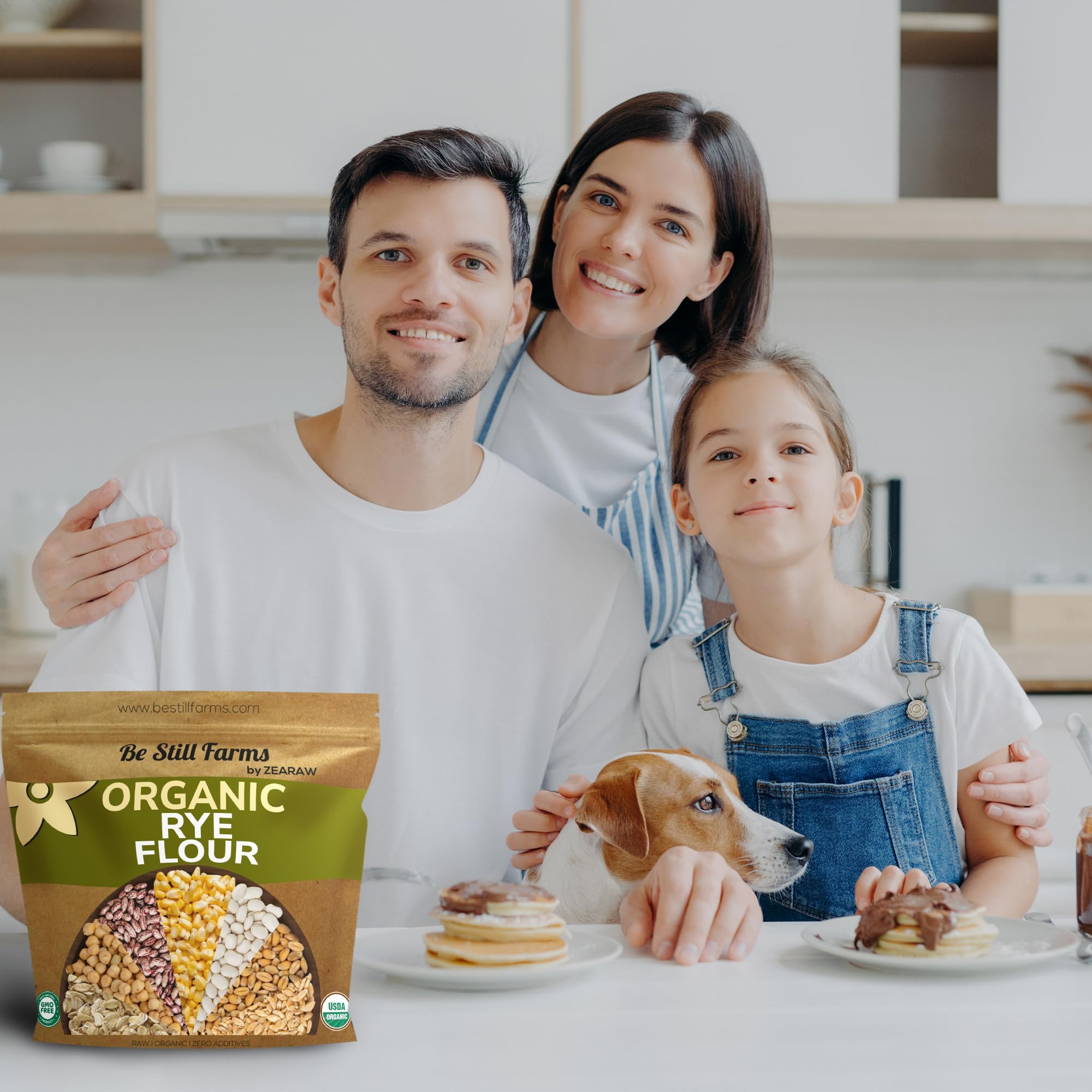 Organic Rye Flour for Bread Baking - 2.8 lb Bulk Bag | 100% Whole Grain USA Grown Rye | USDA Certified, Vegan & Non-GMO | Perfect for Bread Machines, Pumpernickel & Artisan Loaves | Ideal for Home Bakers & Healthy Baking