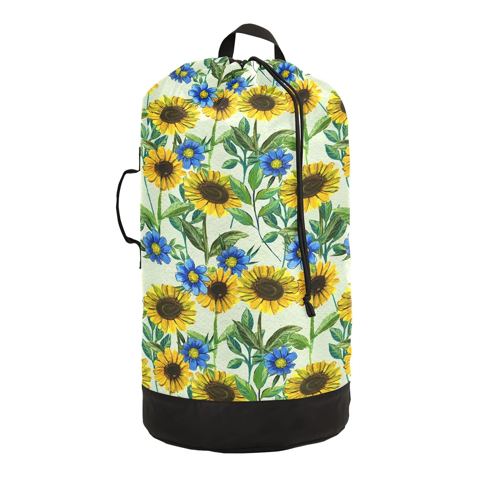 Sunflower Laundry Backpack with Drawstring Closure - Waterproof Travel Laundry Bag for College, Gym, Apartment & Laundromat | Portable Clothes Hamper for Dorm, Camping & Vacation