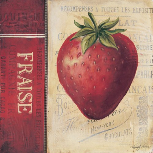 French Rustic Fruit Wall Art - Set of 4 12x12 Inch Cherry, Pear, Strawberry & Grape Printable Posters - Perfect for Kitchen Decor, Farmhouse Style Dining Room, or Cafe Wall Decoration