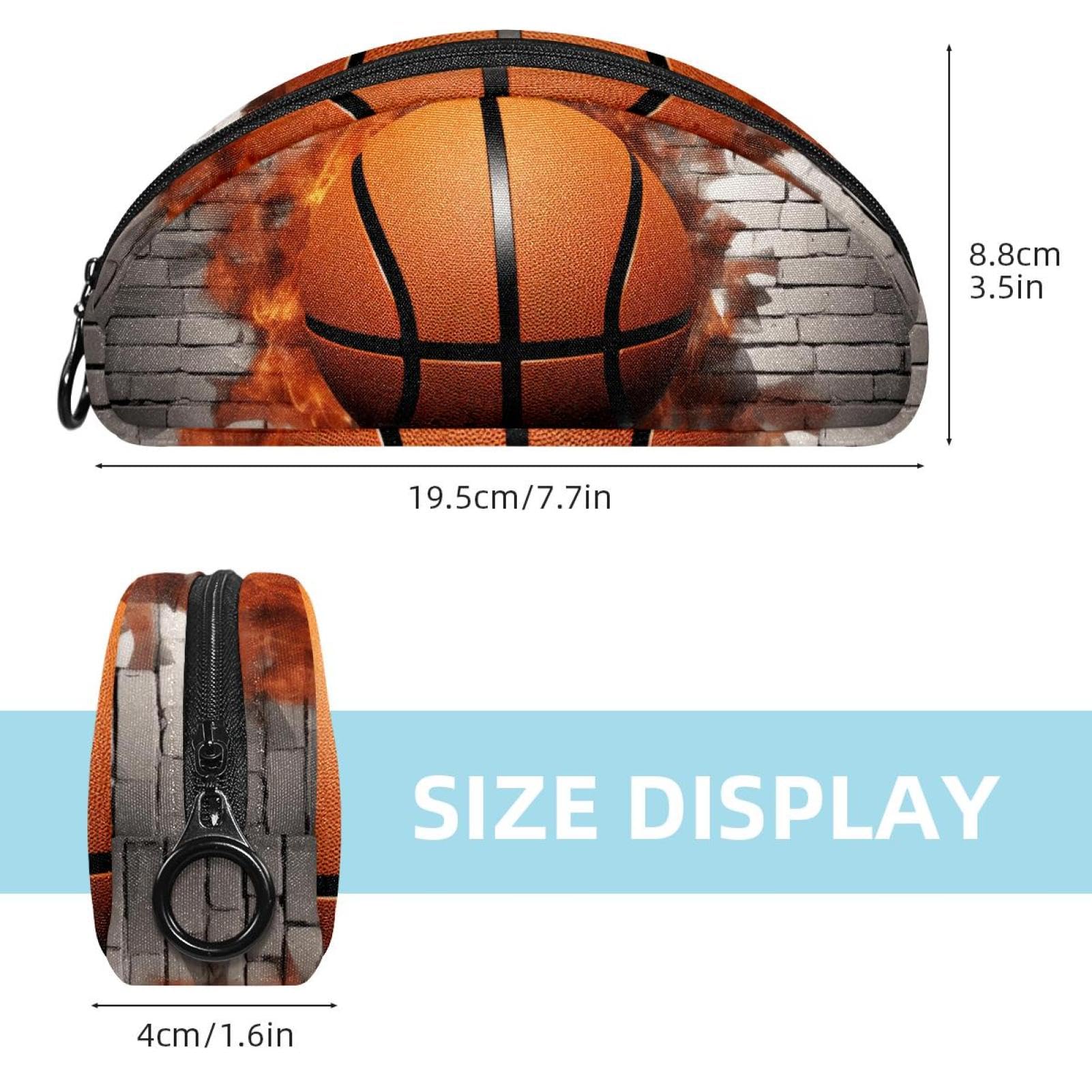 3D Basketball Pattern Pencil Pouch - Small Pen Case for School, Office & Travel - Durable Zippered Pencil Holder for Students, Artists & Professionals - Perfect for Organizing Pens, Pencils & Art Supplies