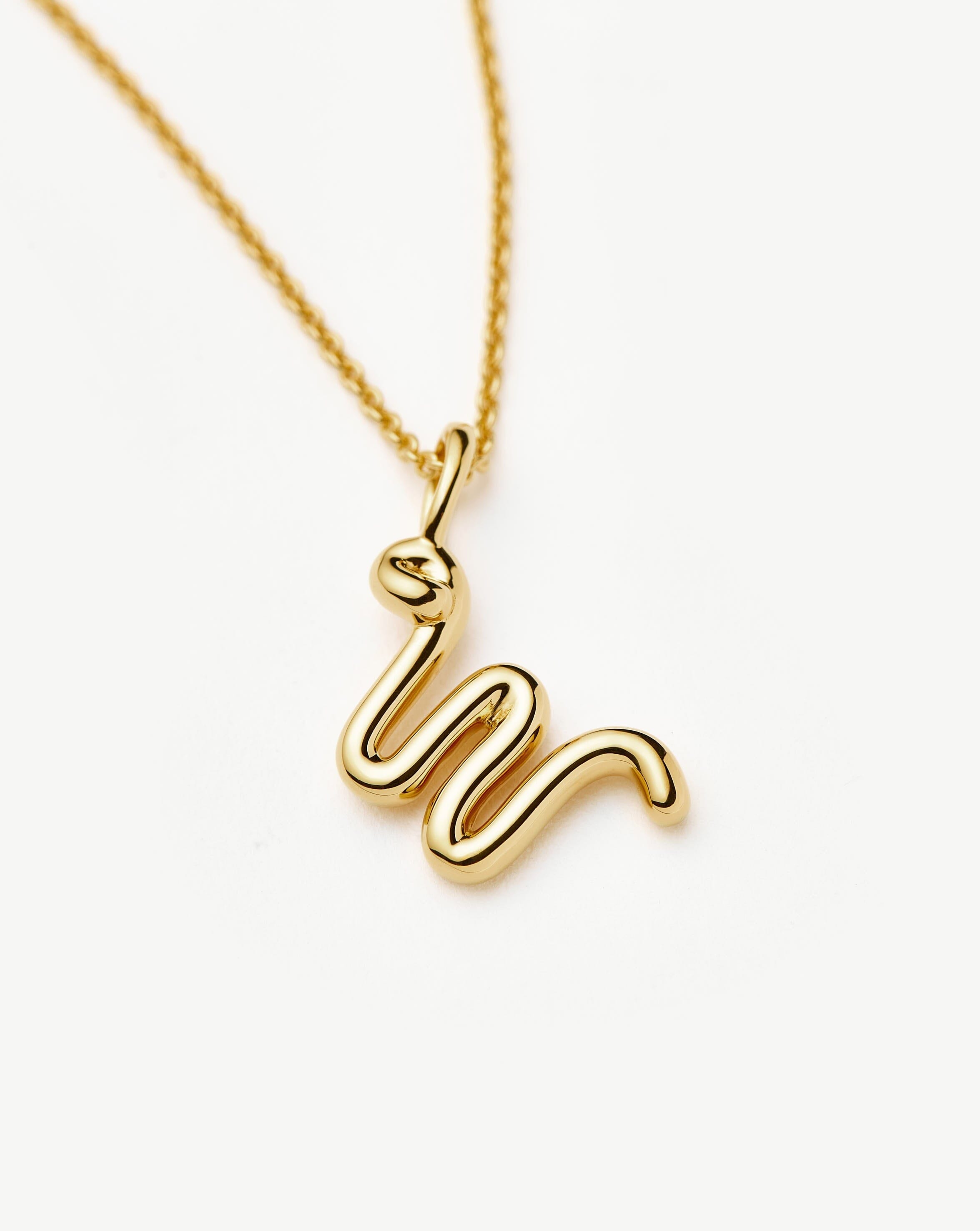 Curly Molten Mini Initial Necklace - Personalized 18k Gold Vermeil Jewelry for Women | Perfect Gift for Birthday, Anniversary & Valentine's Day