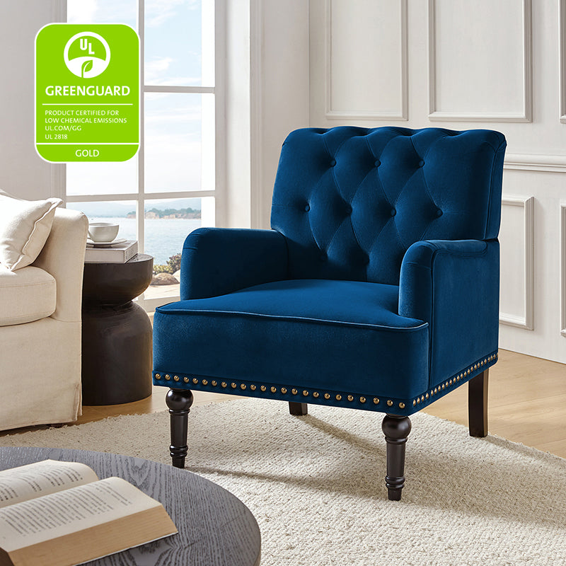 Luxury Constantino Velvet Armchair - Modern Upholstered Accent Chair for Living Room, Bedroom & Office - Soft Velvet Fabric with Sturdy Wooden Legs - Perfect for Home Decor, Relaxing & Reading
