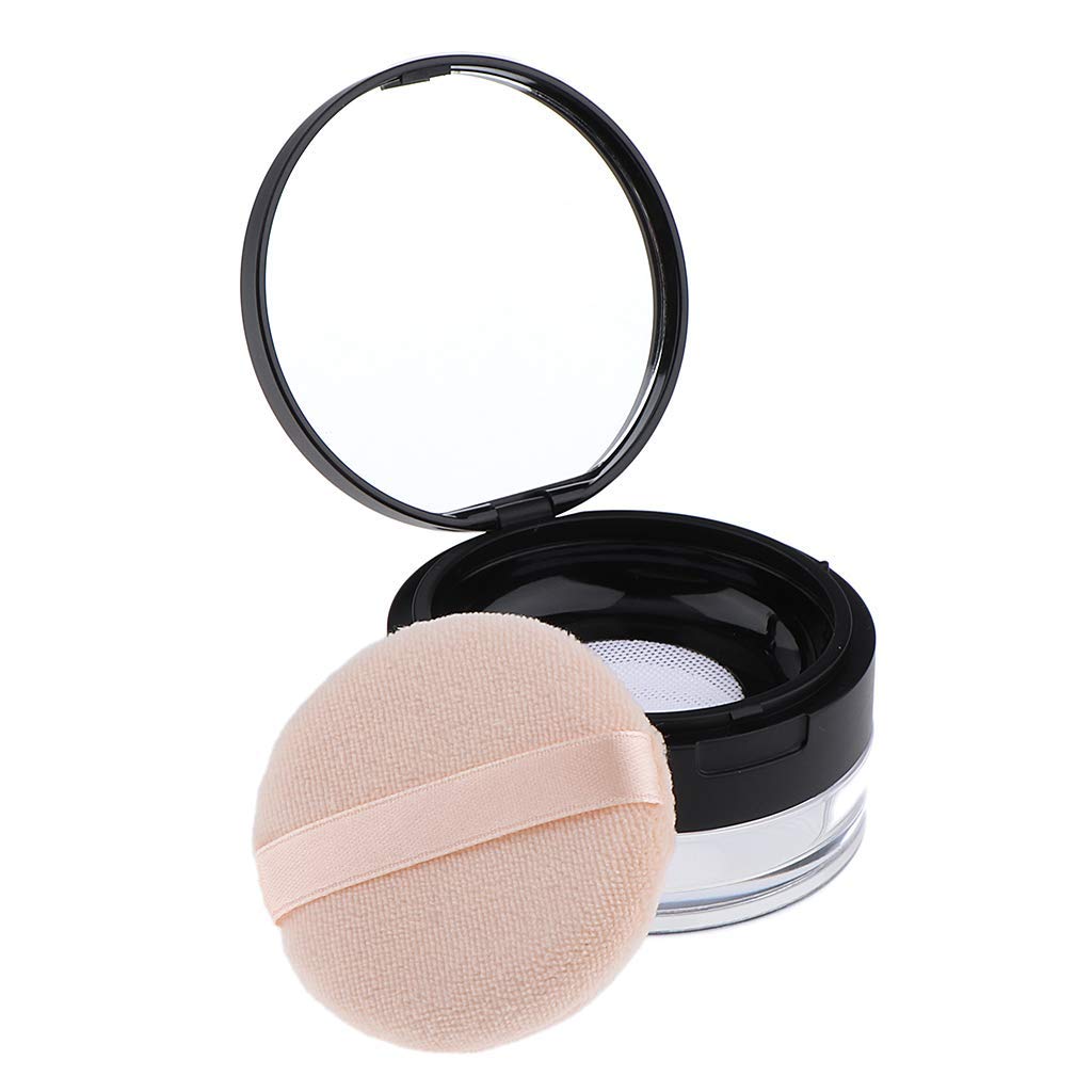 Ogquaton Refillable Portable Loose Powder Container with Sponge Puff & Mirror - DIY Makeup Case with Sifter for Travel & Touch-ups | Compact Cosmetic Storage Box for On-the-Go Beauty