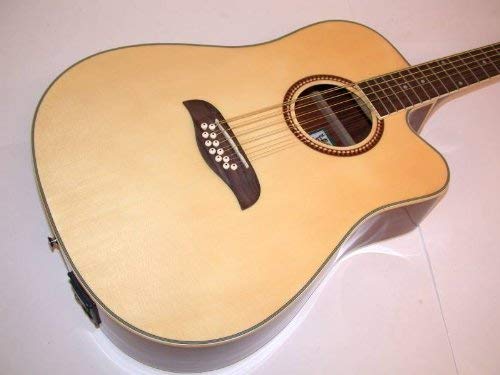 Oscar Schmidt OD312CE 12 String Acoustic Electric Guitar with Free Strap - Natural Finish | Perfect for Performances, Studio Recording & Live Shows
