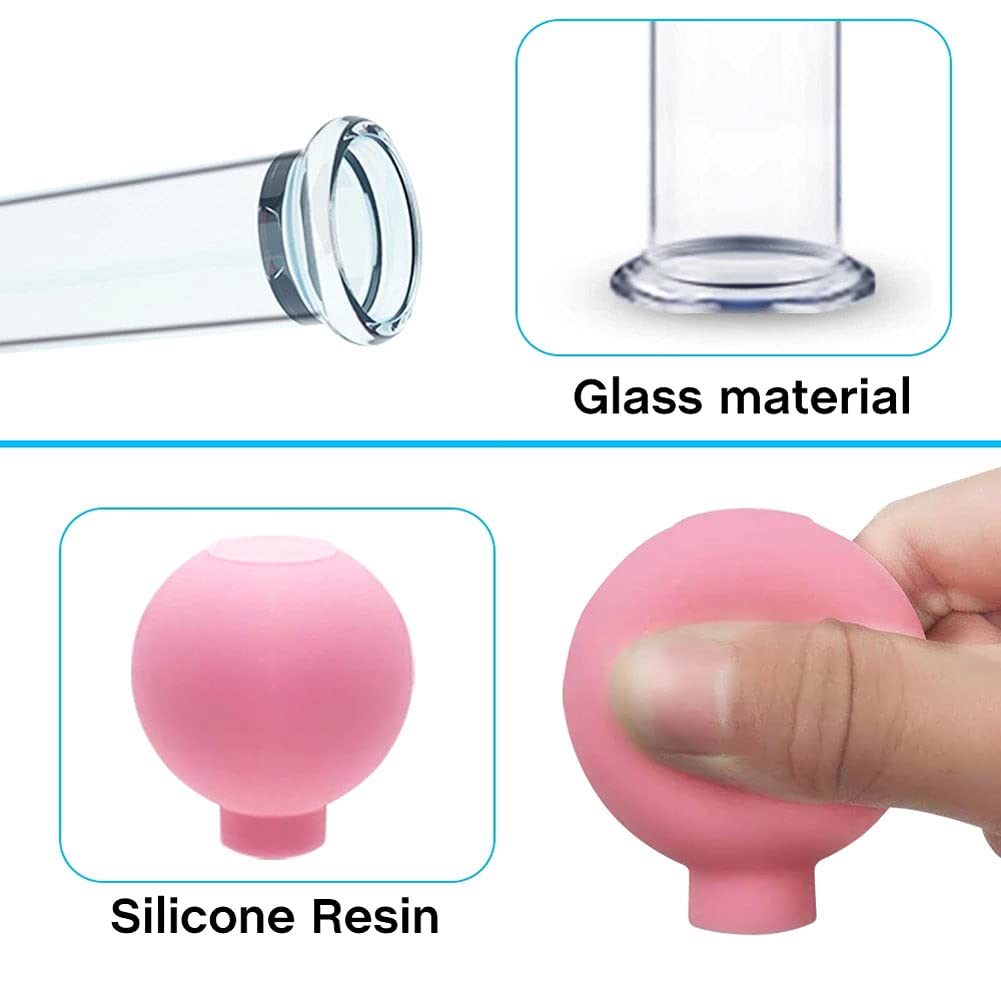 4PCS Mini Glass Face Cupping Massager Set - Facial Vacuum Suction Therapy for Cellulite, Wrinkles & Back Pain Relief - Perfect for Home Spa, Skincare Routine & Relaxation Therapy