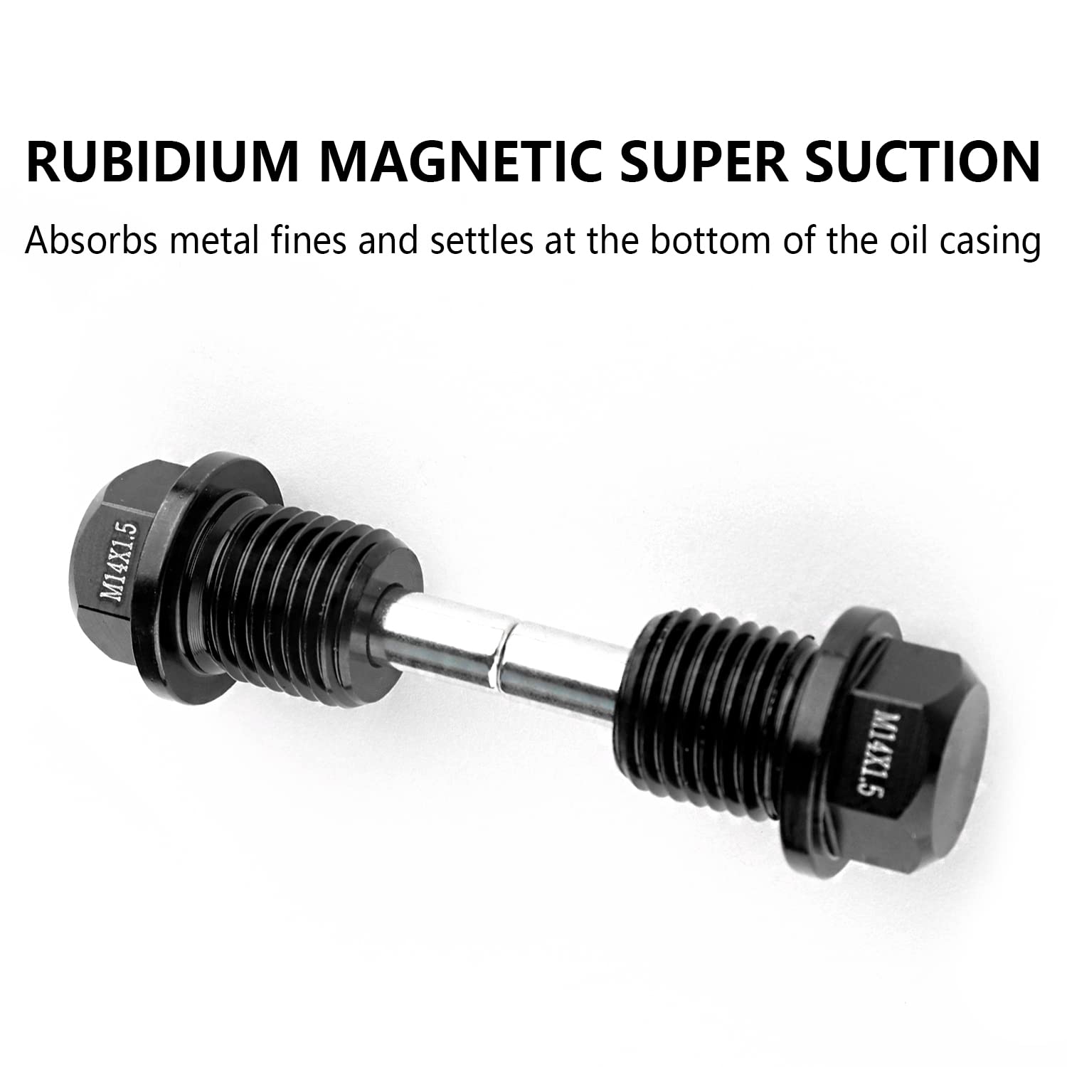 M14 x1.5 Magnetic Oil Drain Plug Kit with Gaskets - Compatible with Honda Civic, Accord, Clarity, City & Acura CL, CSX - Black Engine Oil Drain Plug Accessory - Perfect for Oil Changes & Engine Maintenance