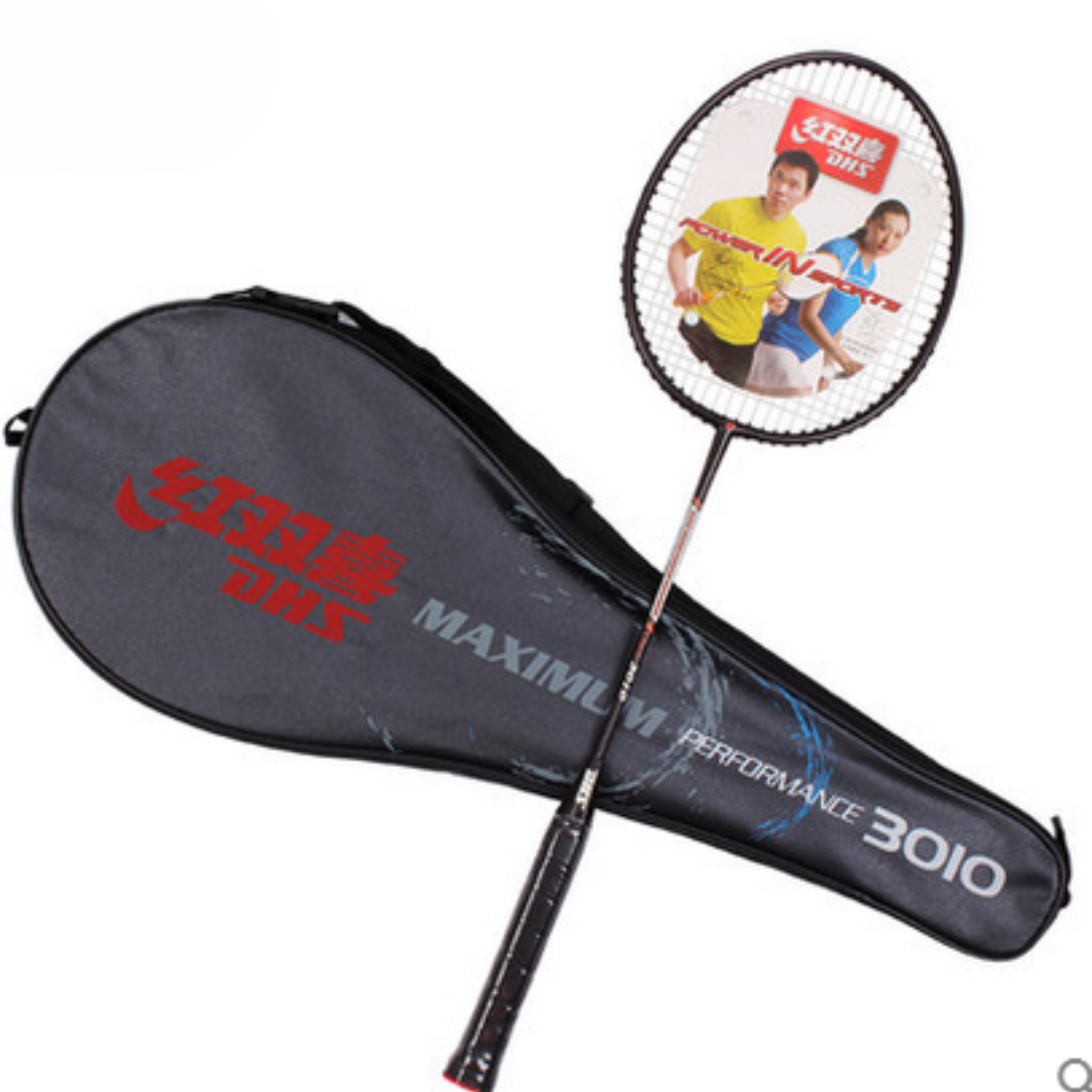 DHS 3010 Pre-Strung Badminton Racket - Professional Carbon Fiber Badminton Racket for Adults & Beginners - Perfect for Indoor & Outdoor Games, Training, and Recreational Play [Black]