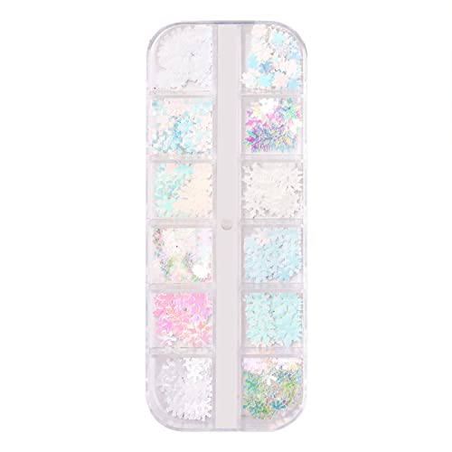 Ubersweet® Christmas Nail Glitter Set - 12 Blocks Assorted Nail Art Decorations, DIY Sequins for Holiday Manicures | Perfect for Christmas Parties, Gift Giving & Festive Nail Designs
