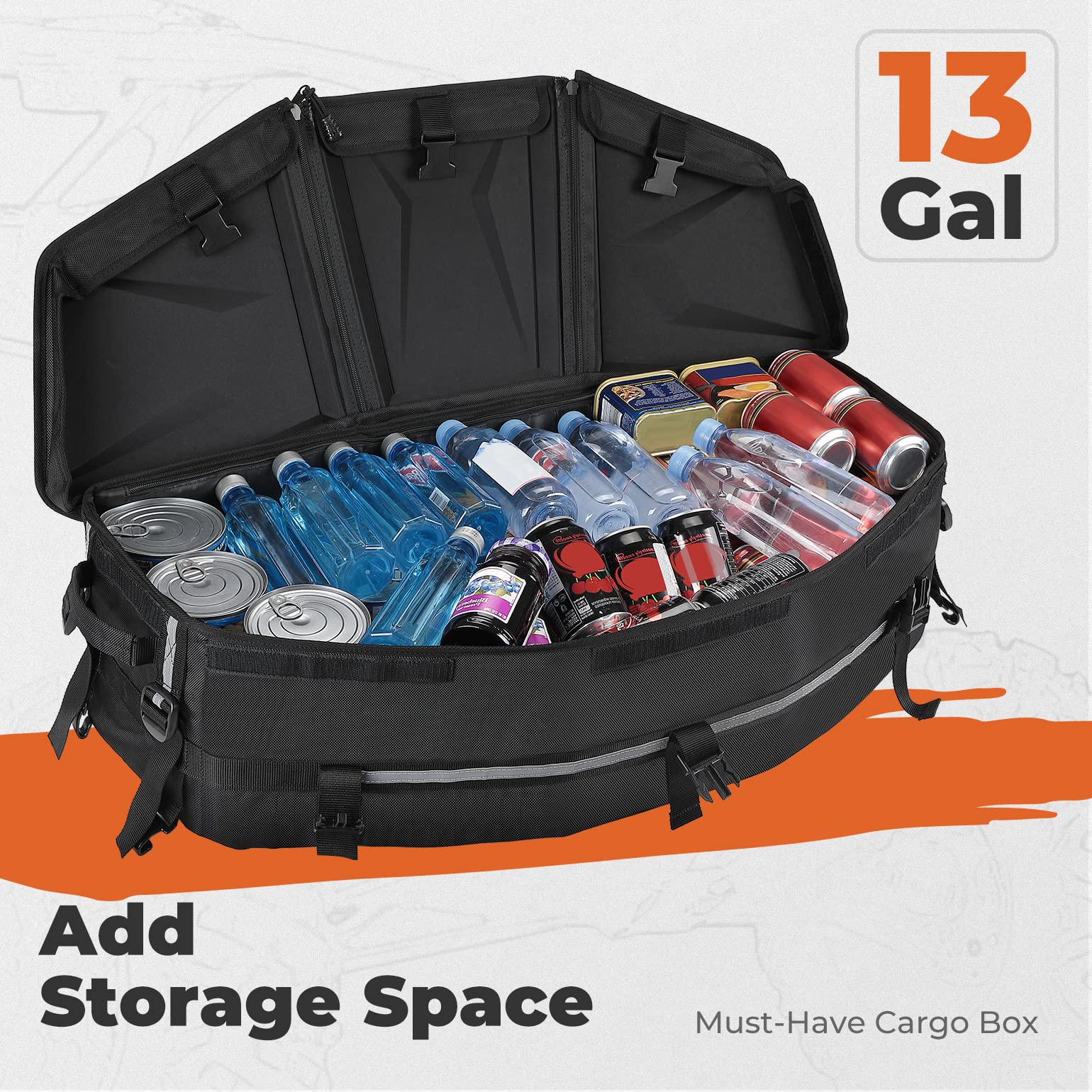 KEMIMOTO 50L Insulated Water-Resistant Storage Bag - Compatible with Can-Am Maverick X3, X3 MAX, Sport, Outlander & Renegade - 1680D Heavy-Duty Demountable Cargo Box for Off-Road Adventures, Camping & Outdoor Gear Storage