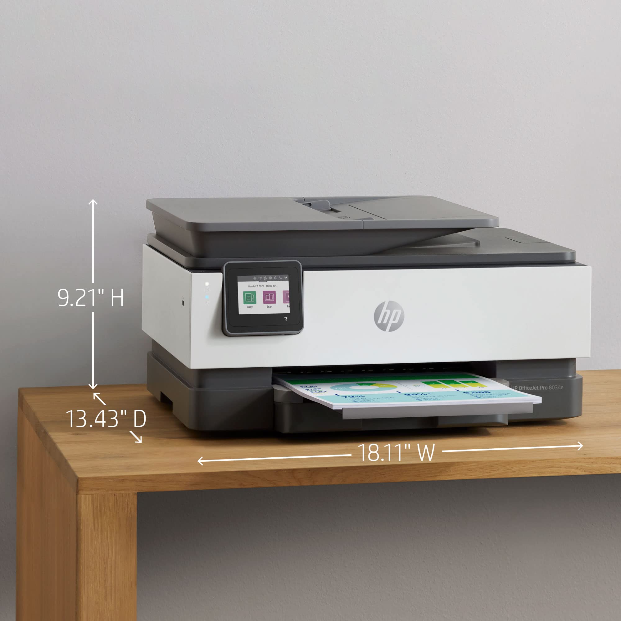 HP OfficeJet Pro 8034e All-in-One Wireless Printer with Scanner, Copier & Fax | High-Speed Printing | White | Ideal for Home Office & Small Business Use