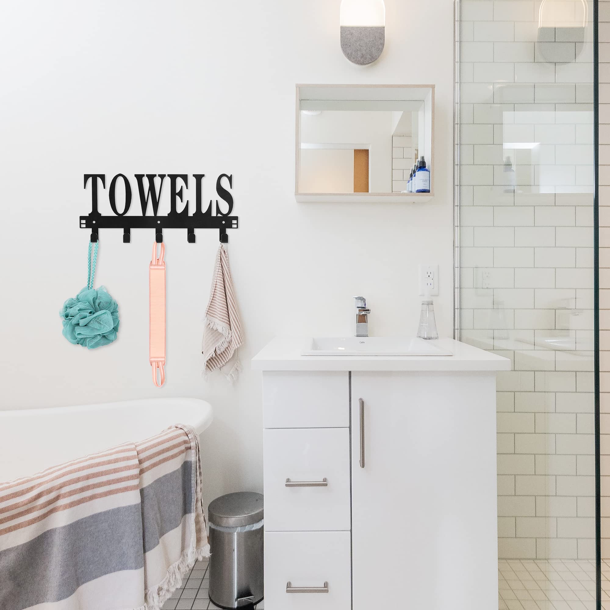 Over The Door Hook Hanger - Heavy Duty 5 Hooks Towel & Coat Organizer for Bathroom, Bedroom, Closet - Perfect for Hanging Towels, Coats, Bags, Robes & More