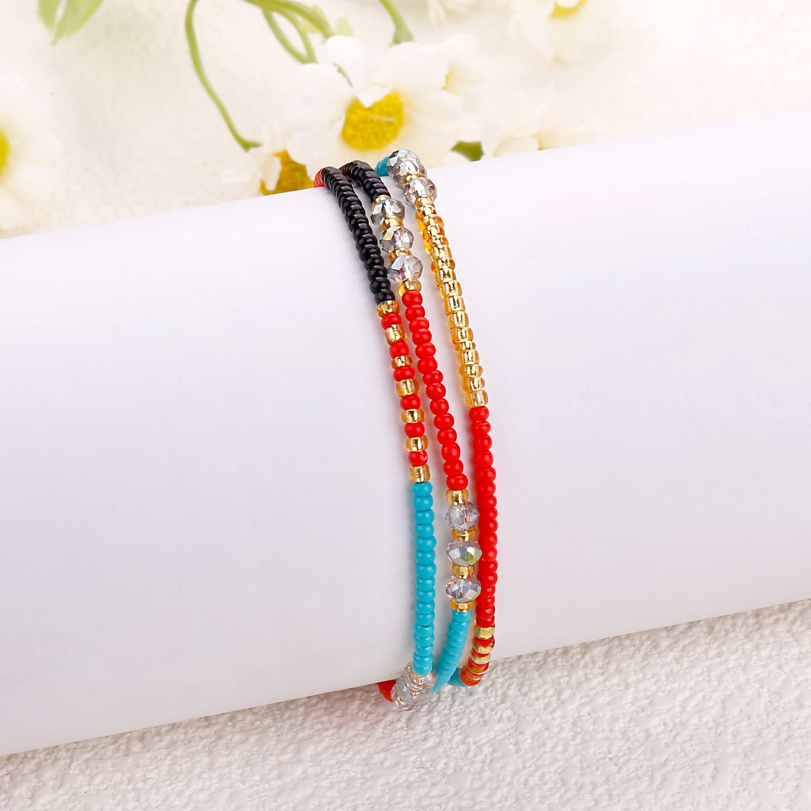 Boho Beaded Ankle Bracelet for Women - Colorful Handmade Summer Love Anklet Jewelry | Perfect for Beach Vacations, Music Festivals & Boho Fashion