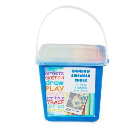 12-Piece Small Rainbow Sidewalk Chalk Bucket for Kids Outdoor Drawing & Creative Play