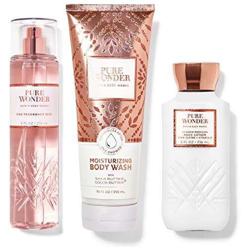 Bath & Body Works PURE WONDER Trio Gift Set - Fine Fragrance Mist, 24-Hour Moisturizing Body Lotion & Body Wash (Full Size) | Perfect for Self-Care, Gifts & Relaxing Bath Time