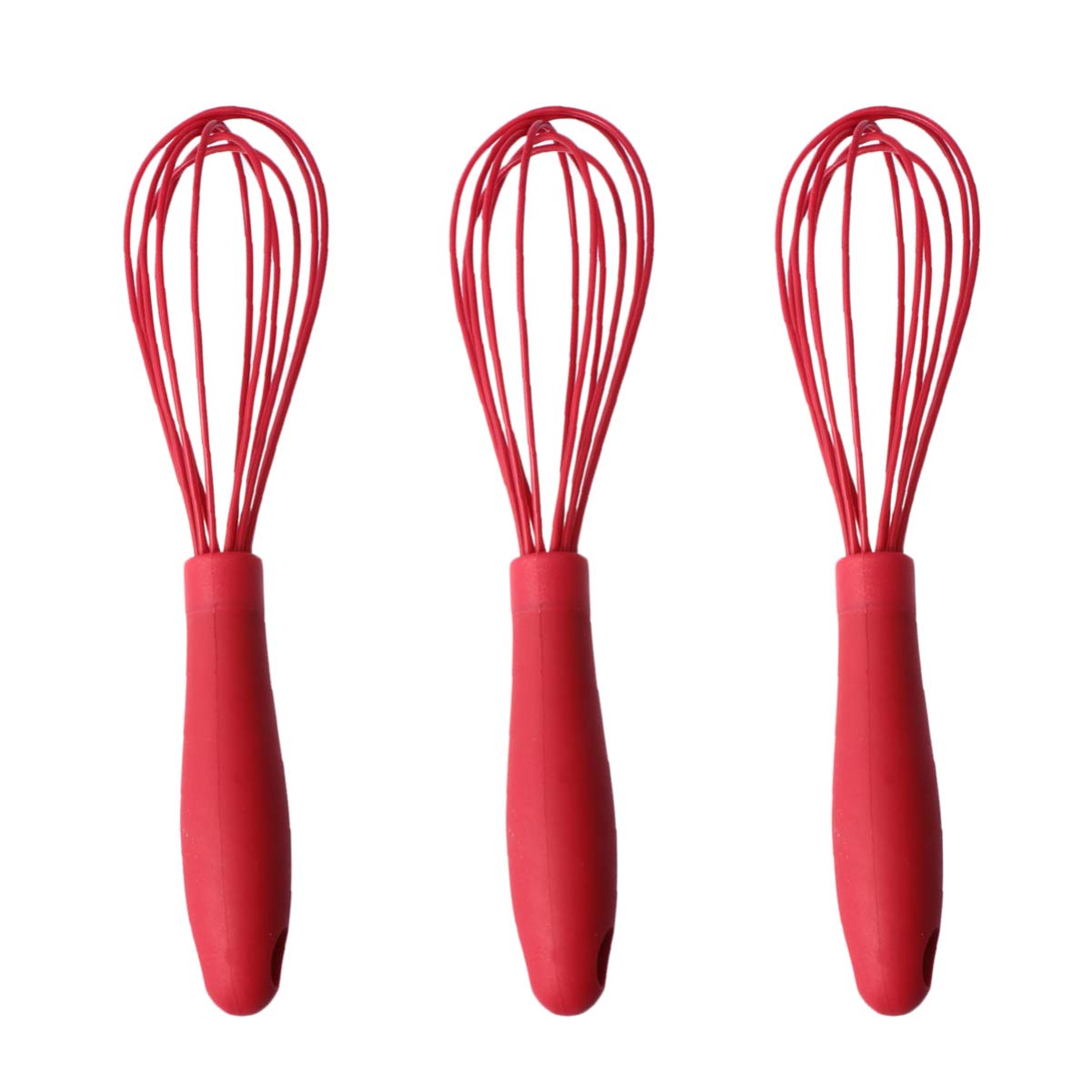 Hemoton 3-Piece Silicone Egg Whisk Set - Non-Slip Handle Egg Mixer, Milk Cream Frother for Baking, Cooking & Kitchen Blending - Perfect for Smoothies, Coffee, Pancakes & Desserts (Random Color)