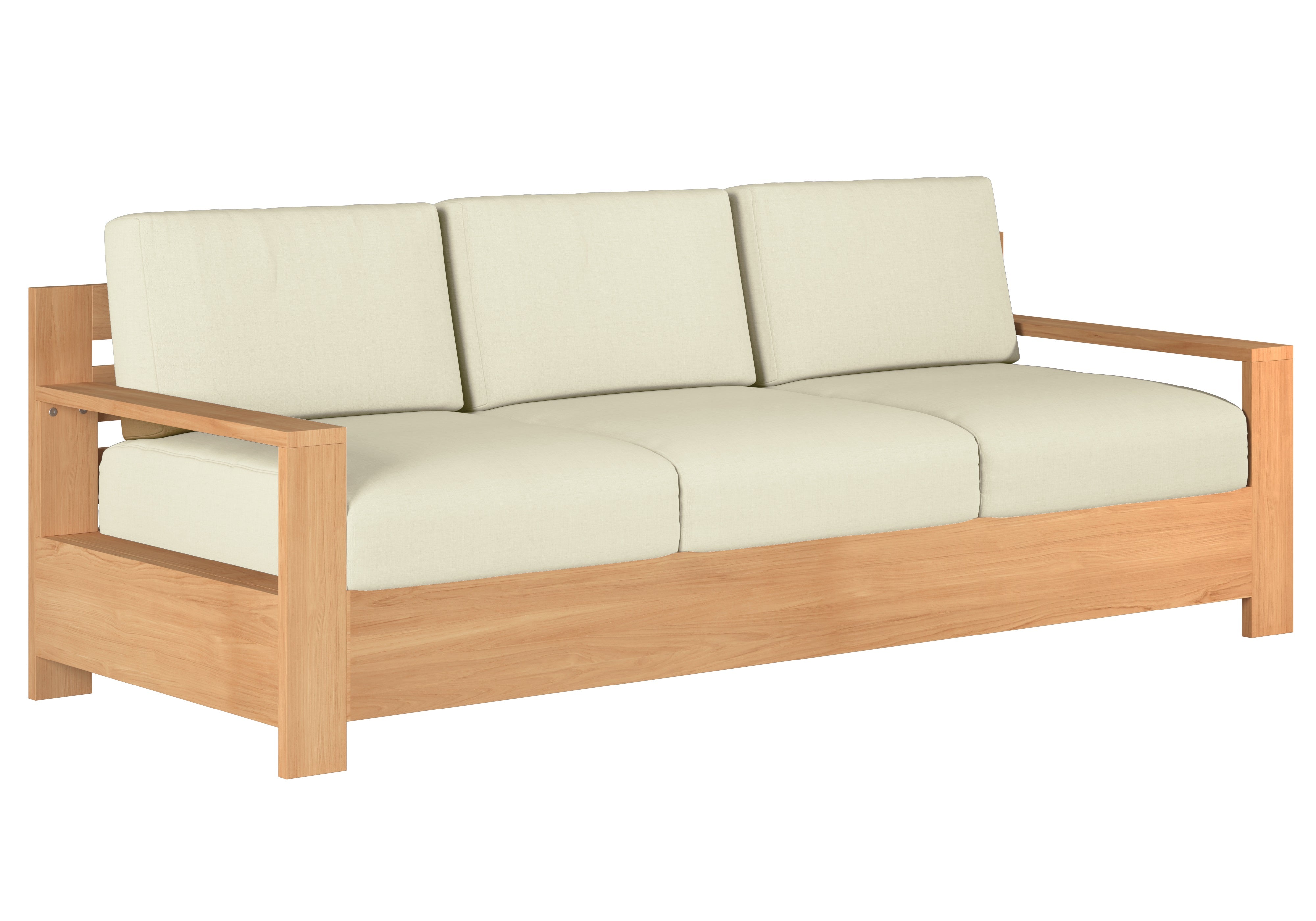 Premium 3-Person Teak Outdoor Sofa with Sunbrella Canvas Cushion - Waterproof & Durable Patio Furniture for Garden, Poolside, and Backyard Relaxation
